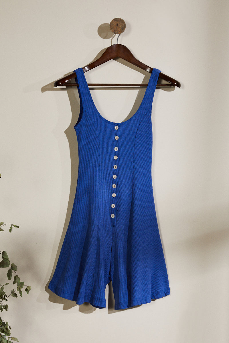 Blue ribbed playsuit