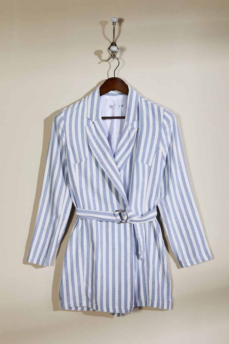 Blue striped tailored playsuit