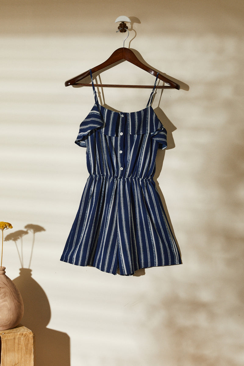 Blue striped playsuit