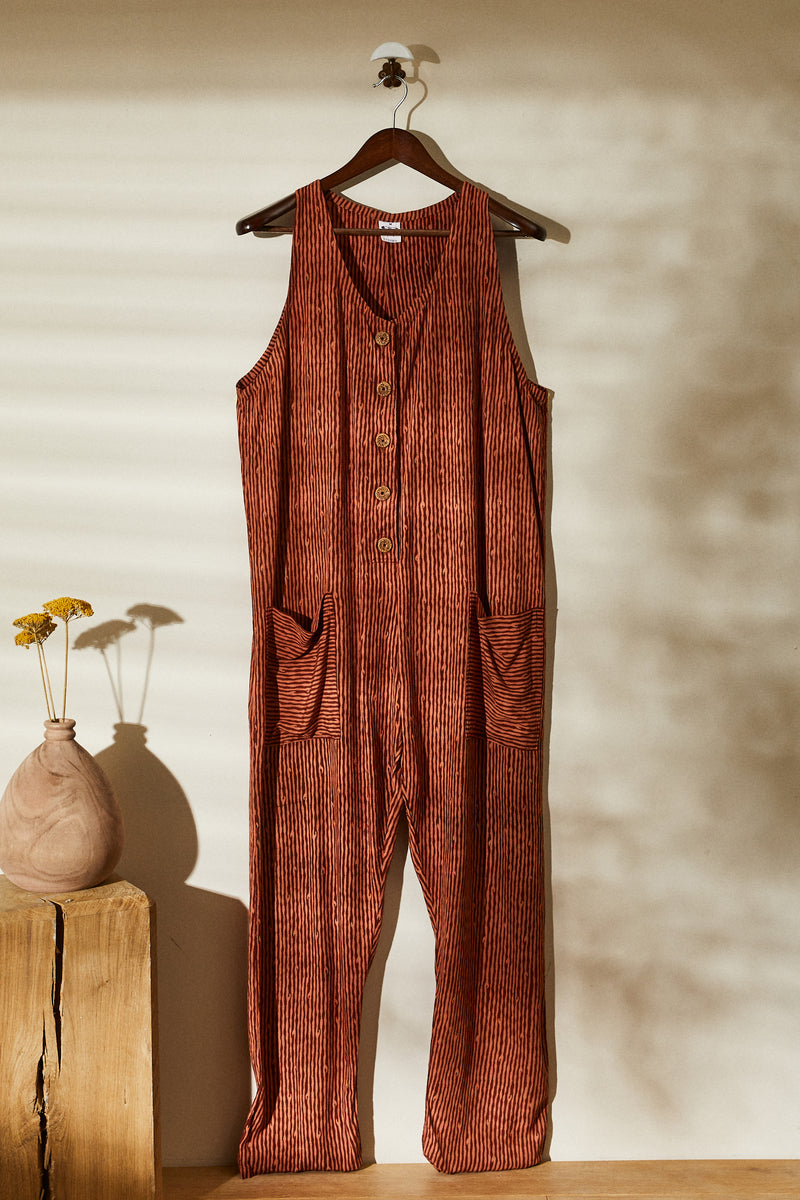 Orange striped jumpsuit