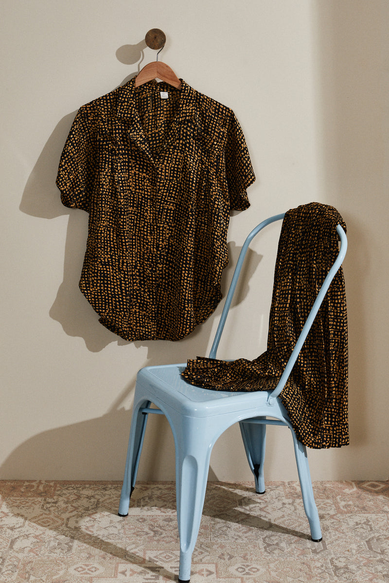 Graphic skirt and blouse set