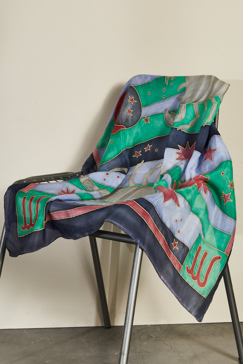 Foulard en soie astro scorpion