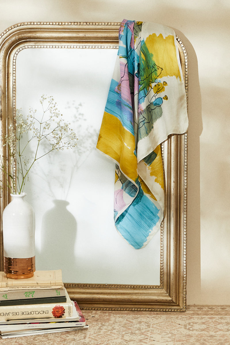 Bullfight print silk scarf