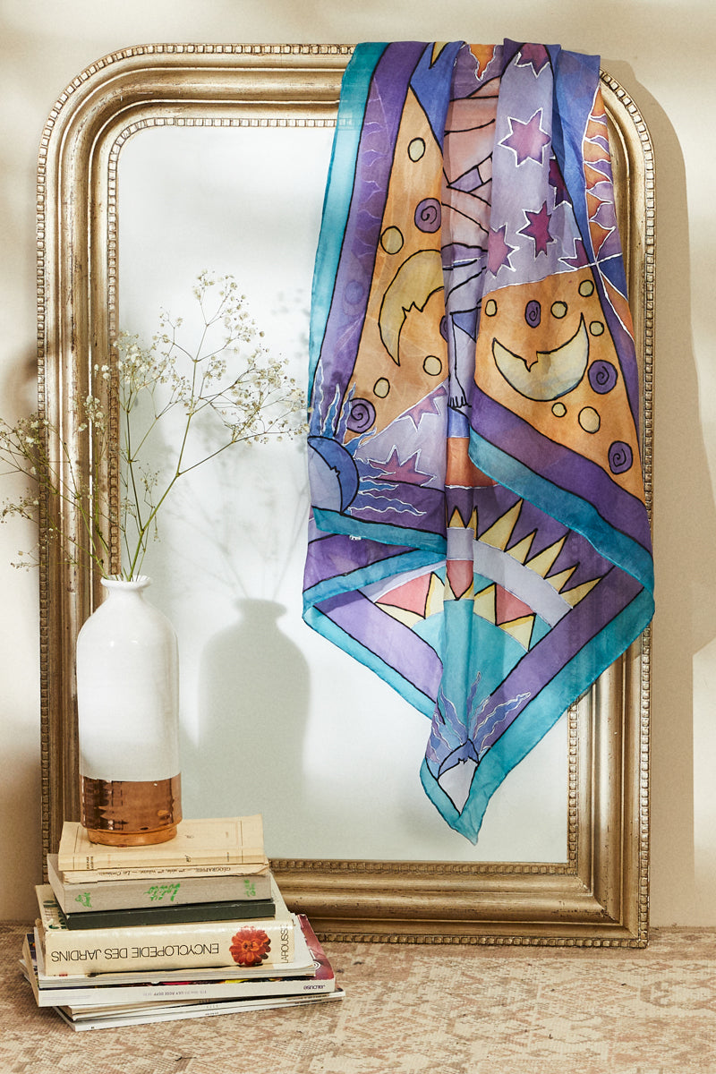 Foulard en soie astro gémeau