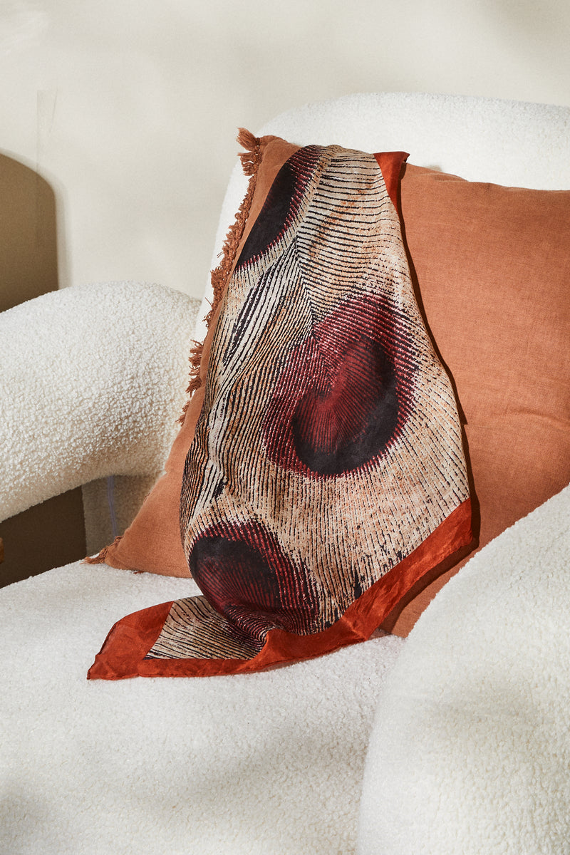 Pink floral silk scarf
