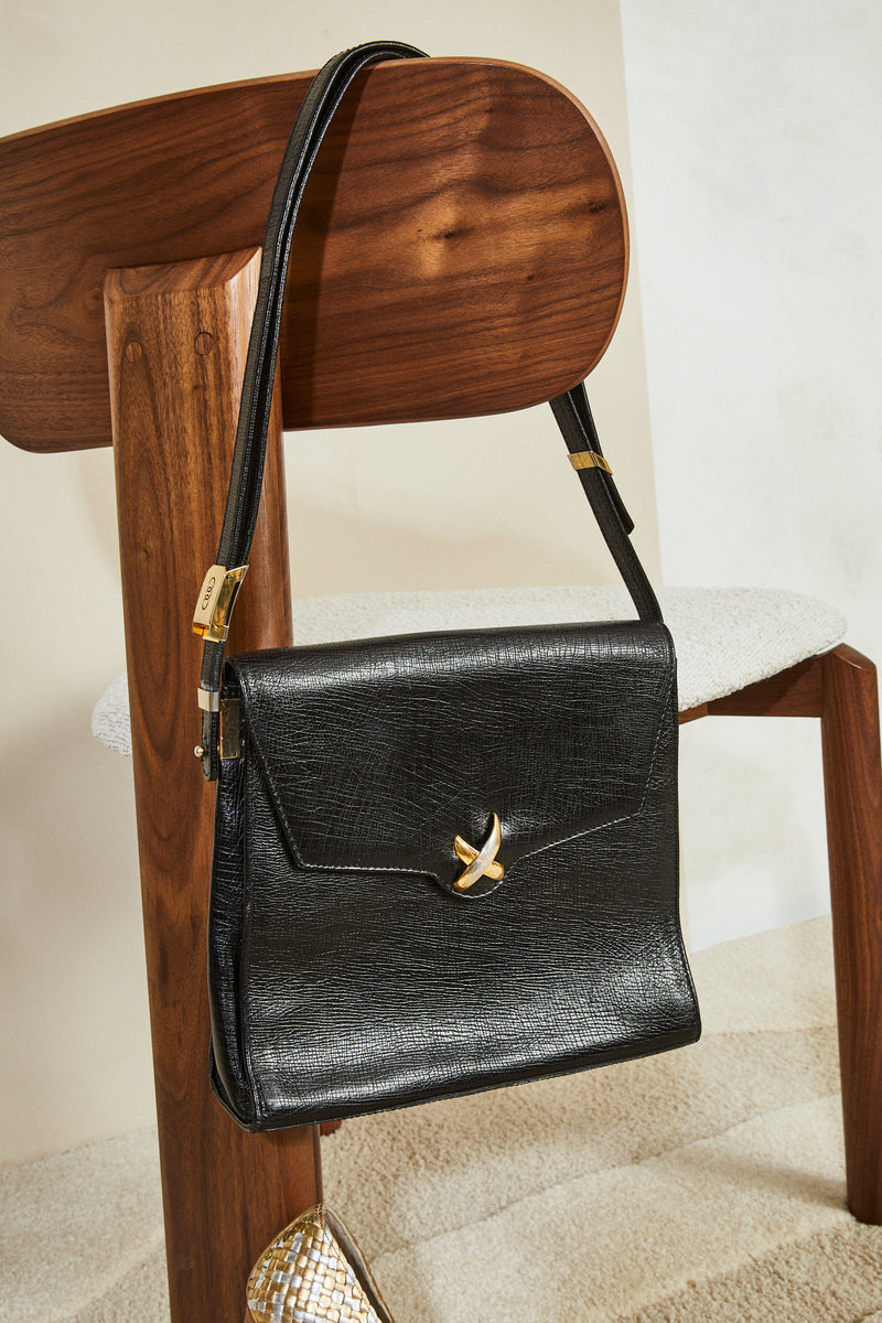 pourchet-handbag-black-leather-vintage-one-size-90s