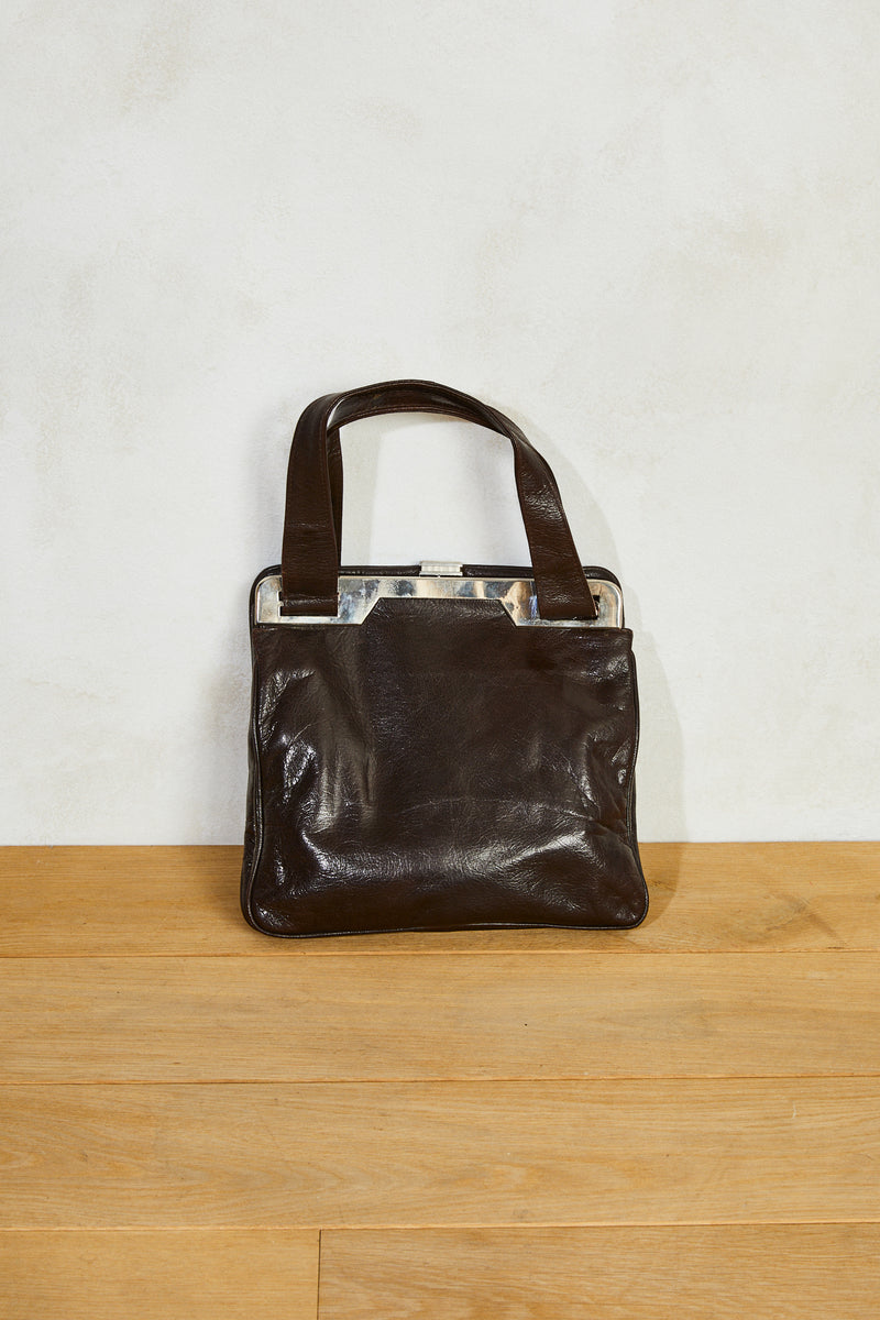 Sac à main cuir souple brun