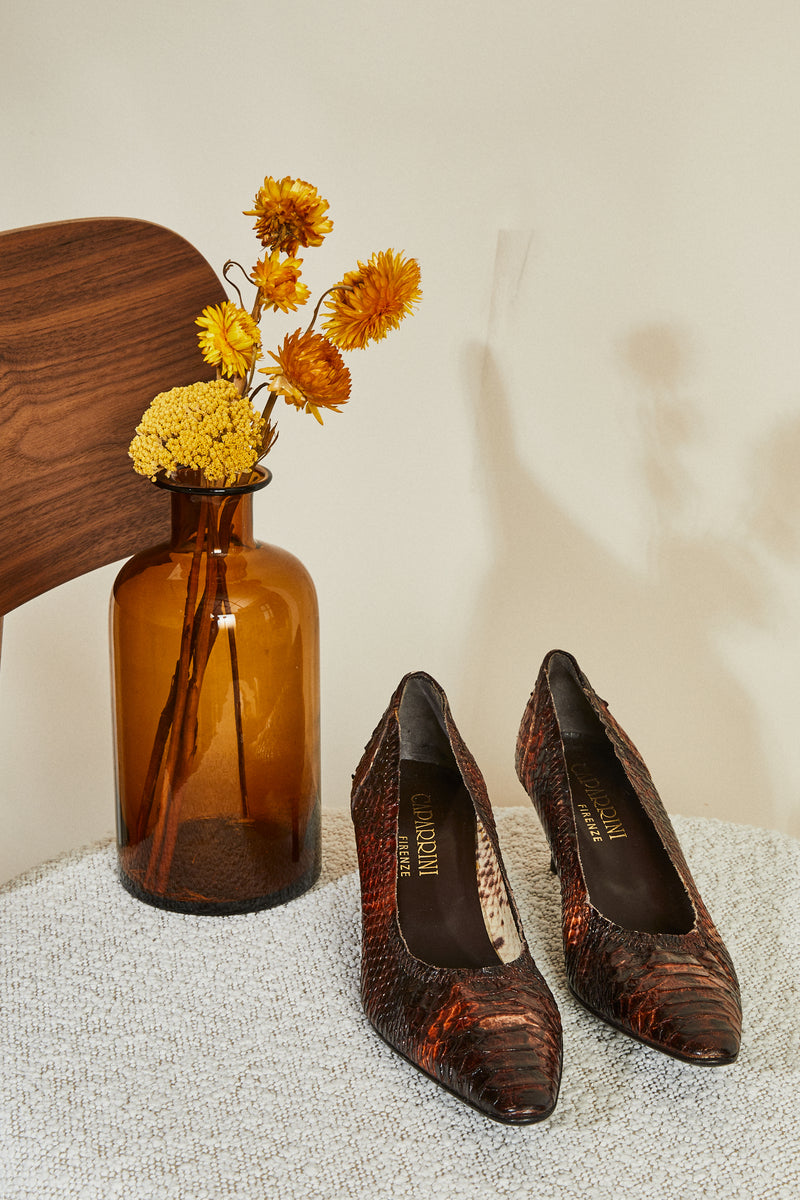 Brown snake leather pumps - Size 37.5