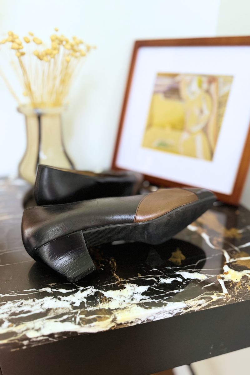 Escarpins en cuir bicolore - T38