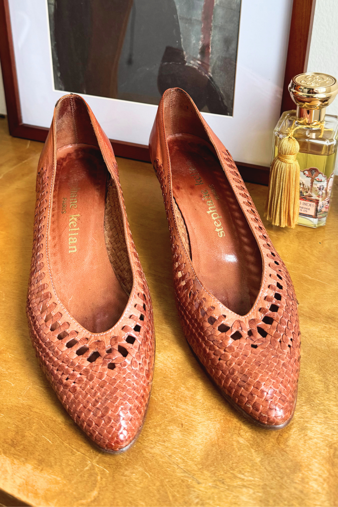 Brown woven leather pumps - Size 37.5