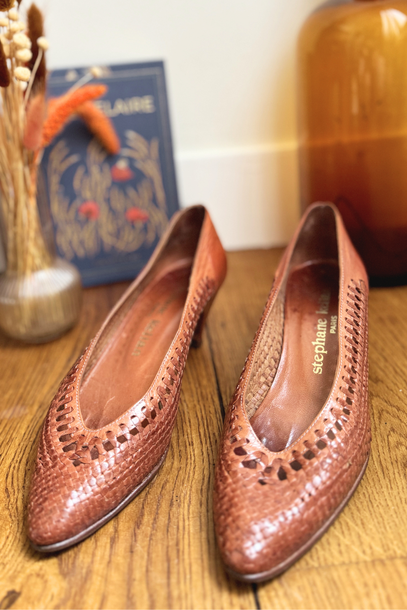 Brown woven leather pumps - Size 37.5