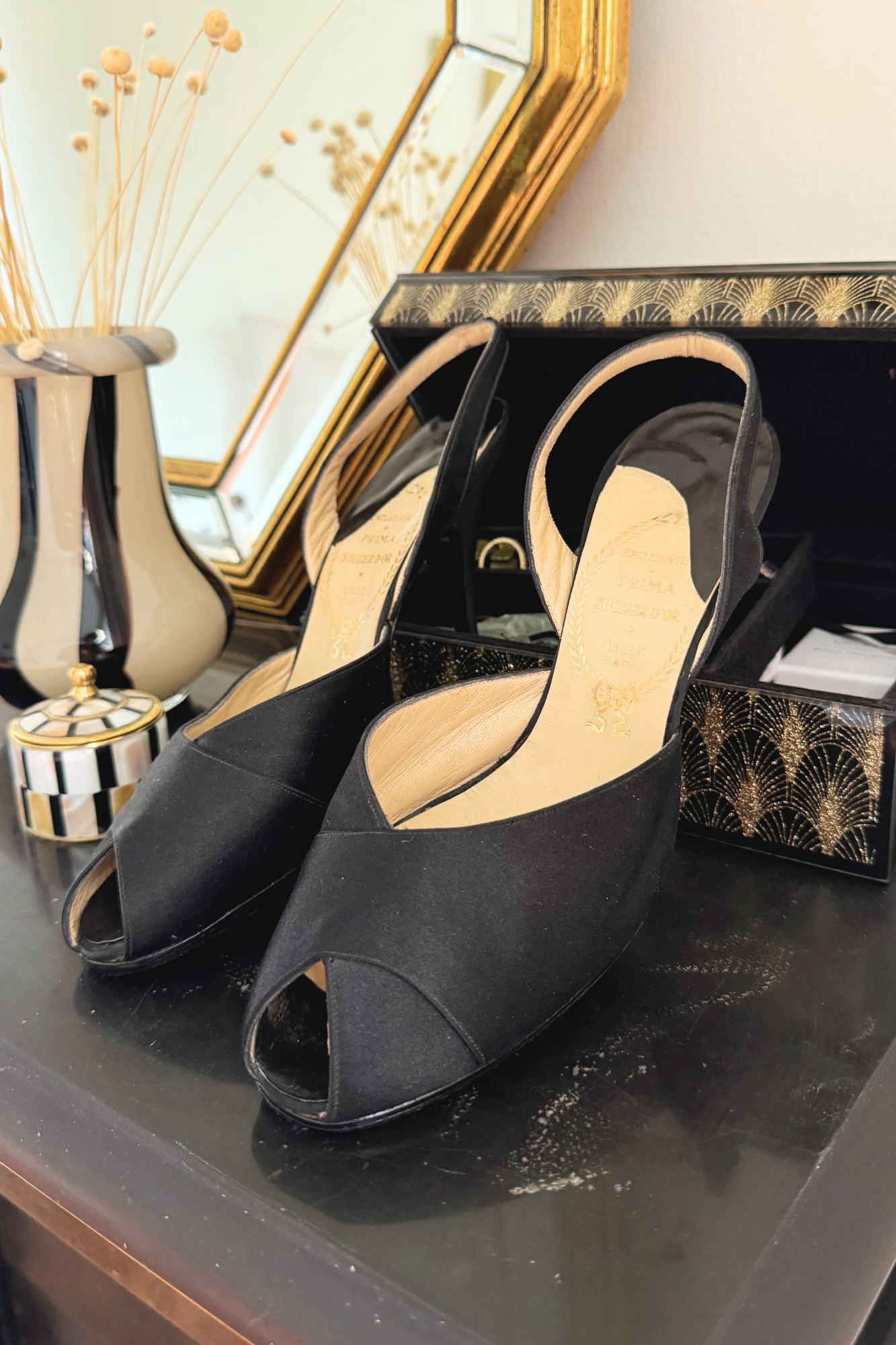 Black satin pumps - size 36