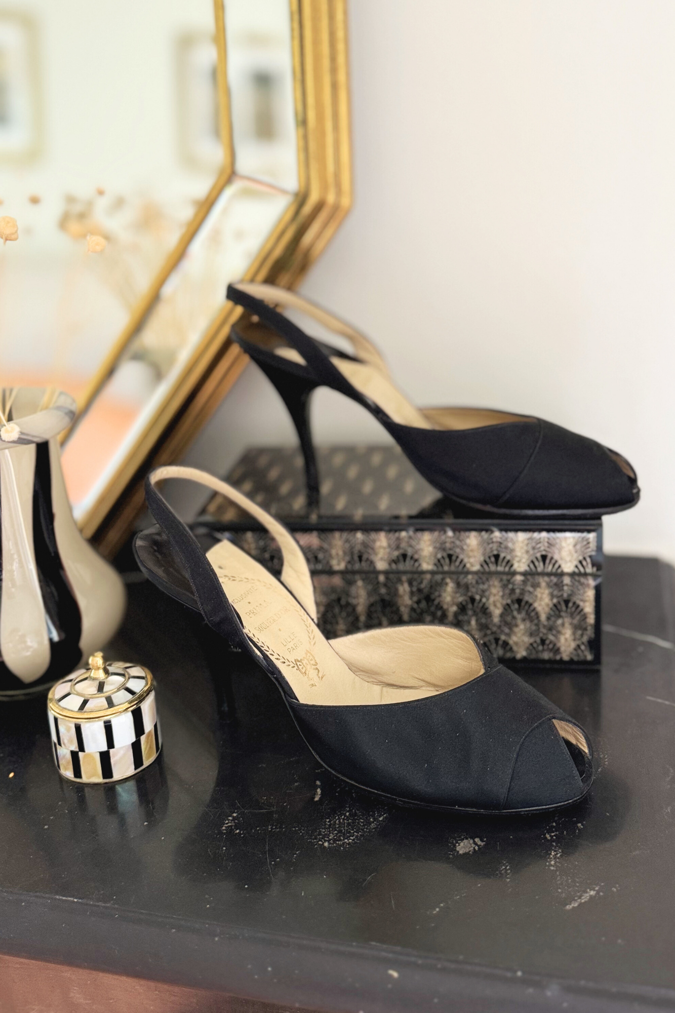 Black satin pumps - size 36