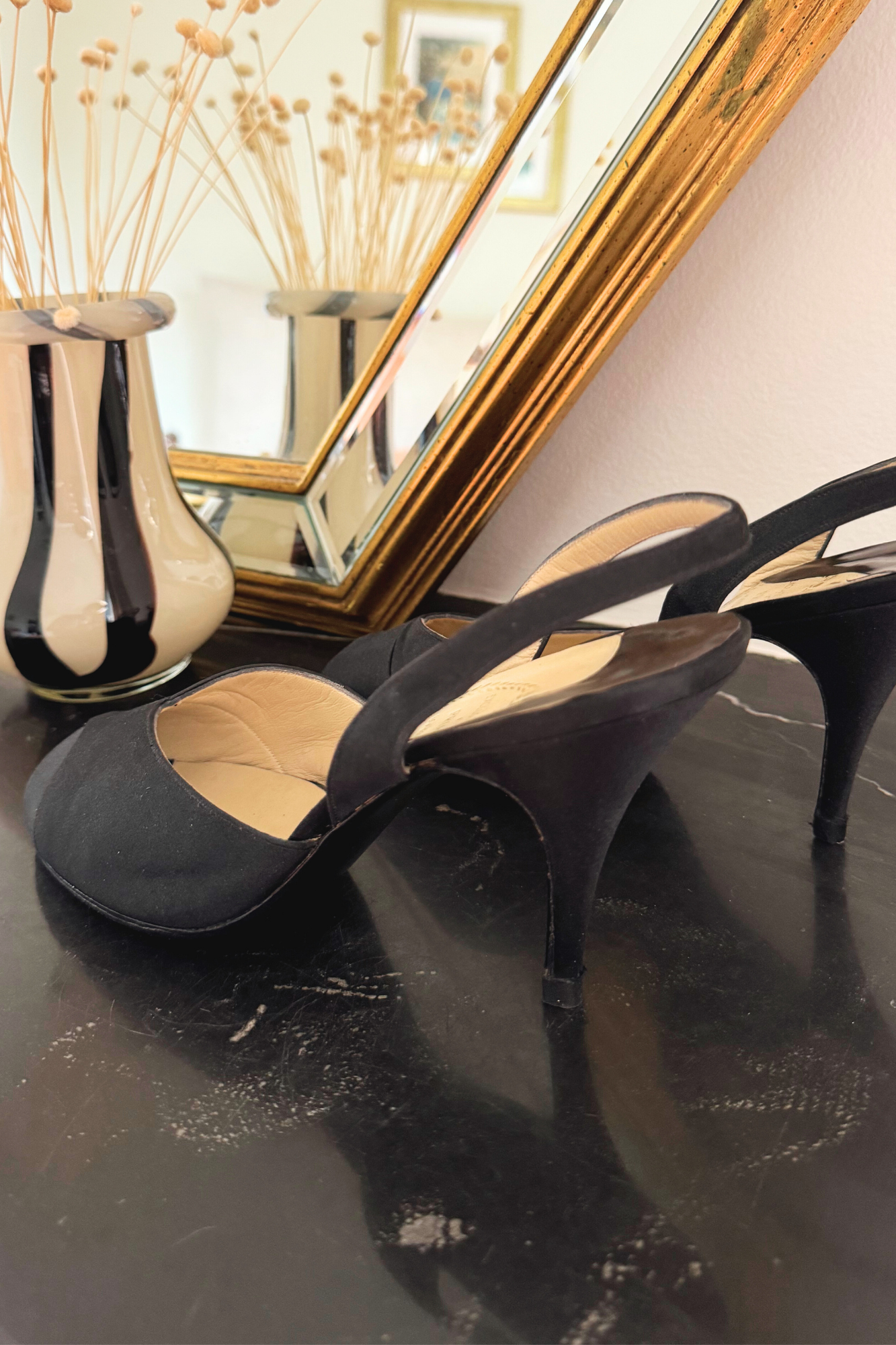 Black satin pumps - size 36