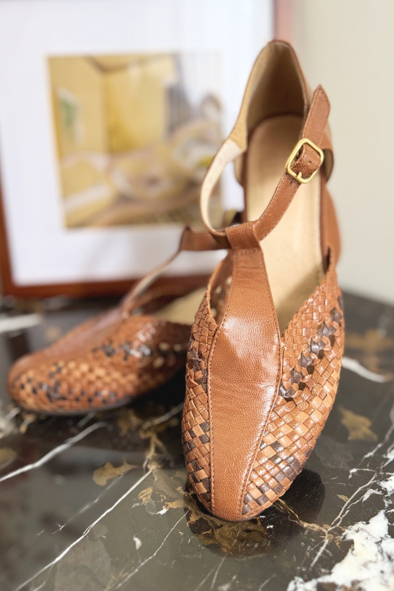 Brown braided salomes - size 39
