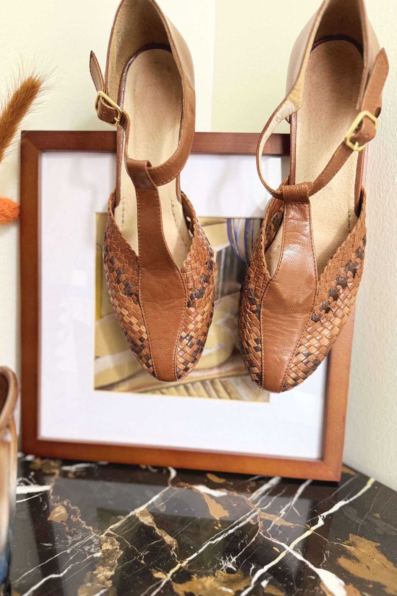 Brown braided salomes - size 39