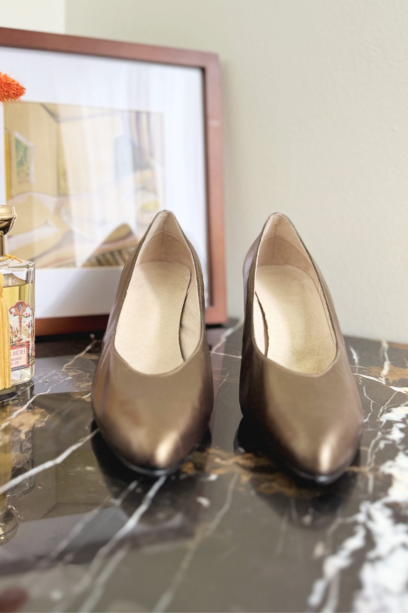 Bronze leather pumps - Size 36