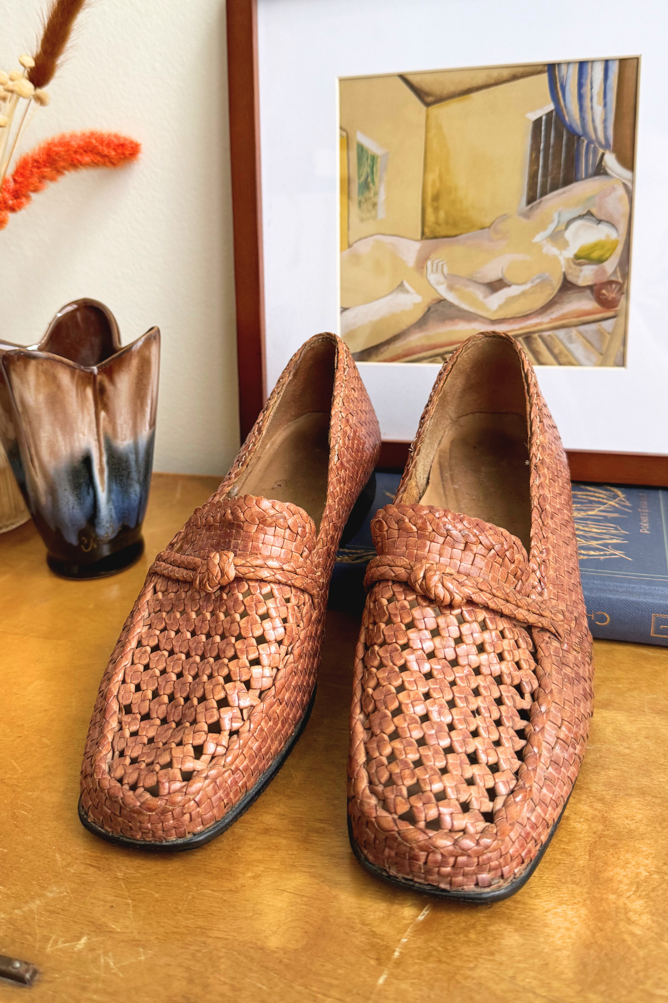 Brown braided moccasins - size 36