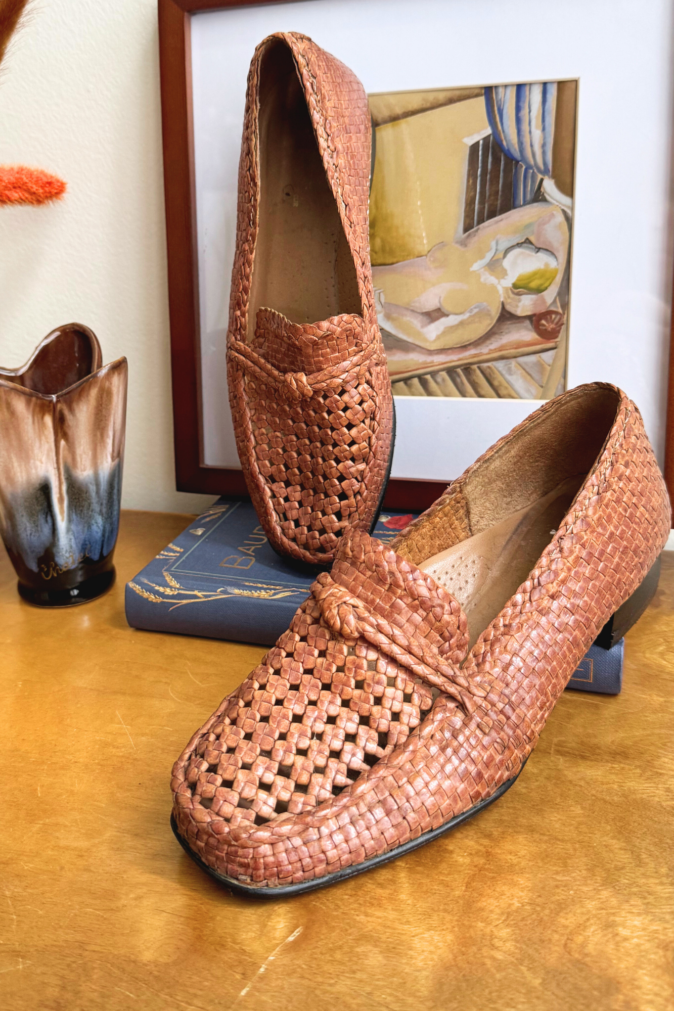Brown braided moccasins - size 36