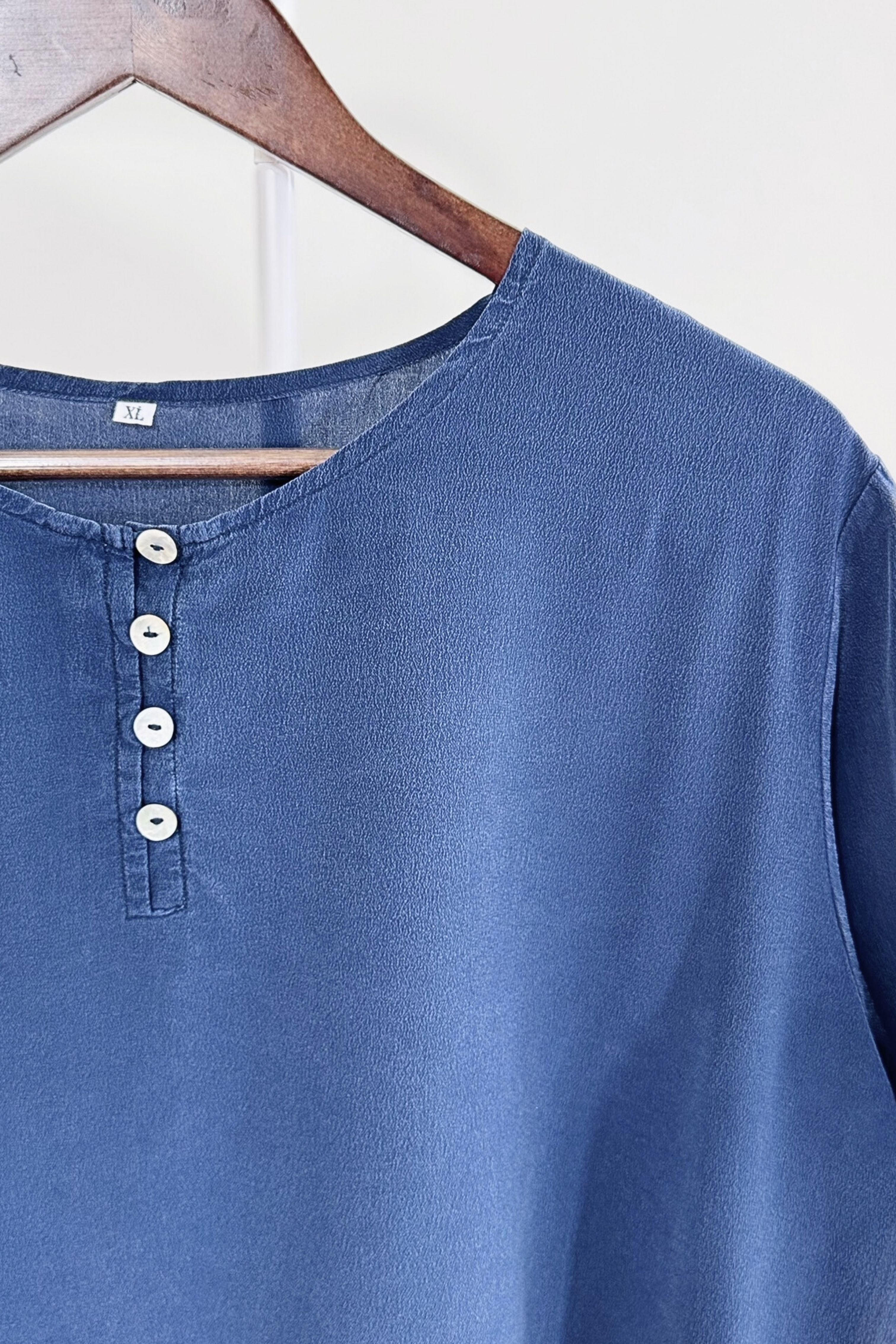 Navy silk blouse