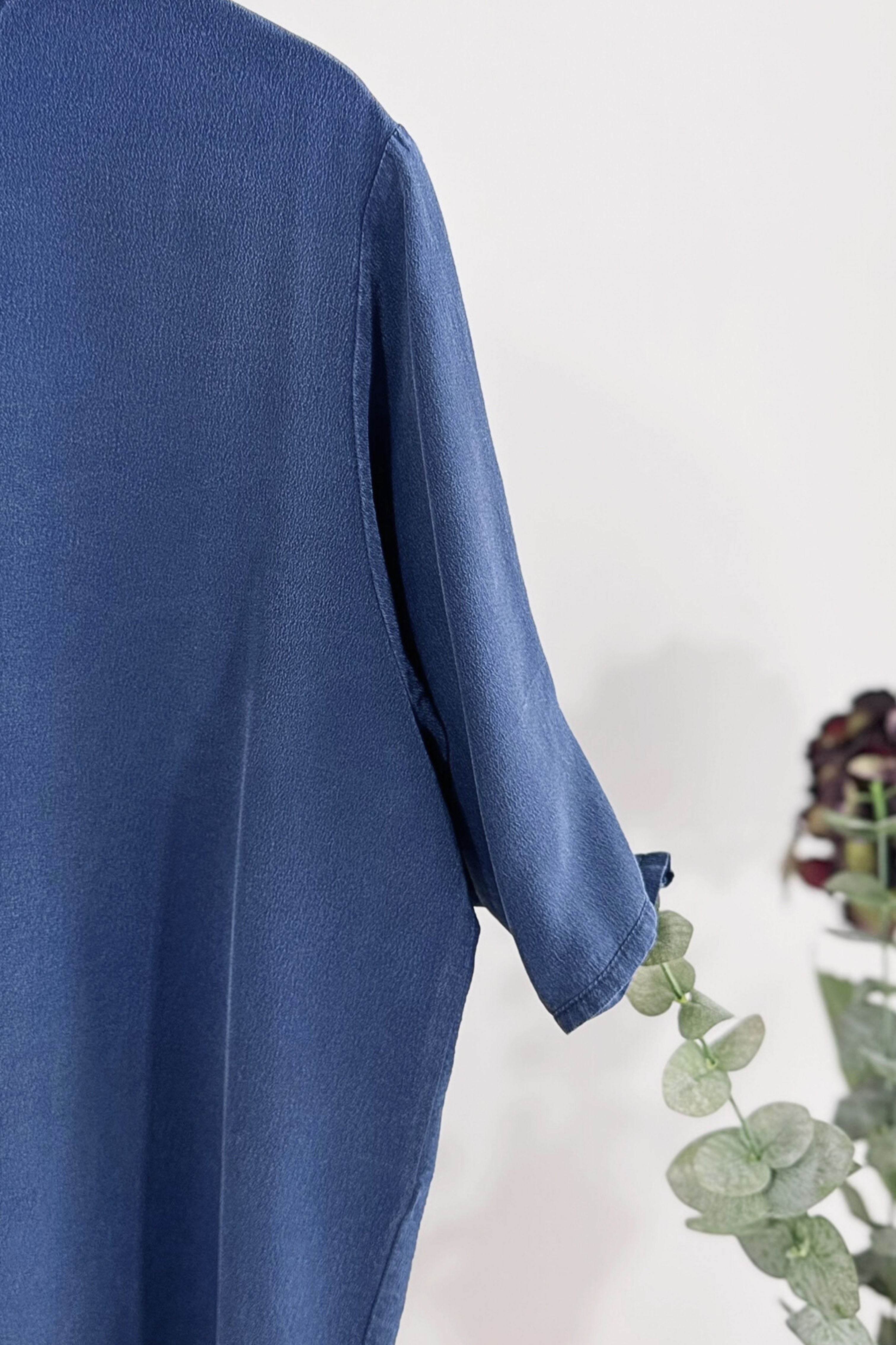 Navy silk blouse