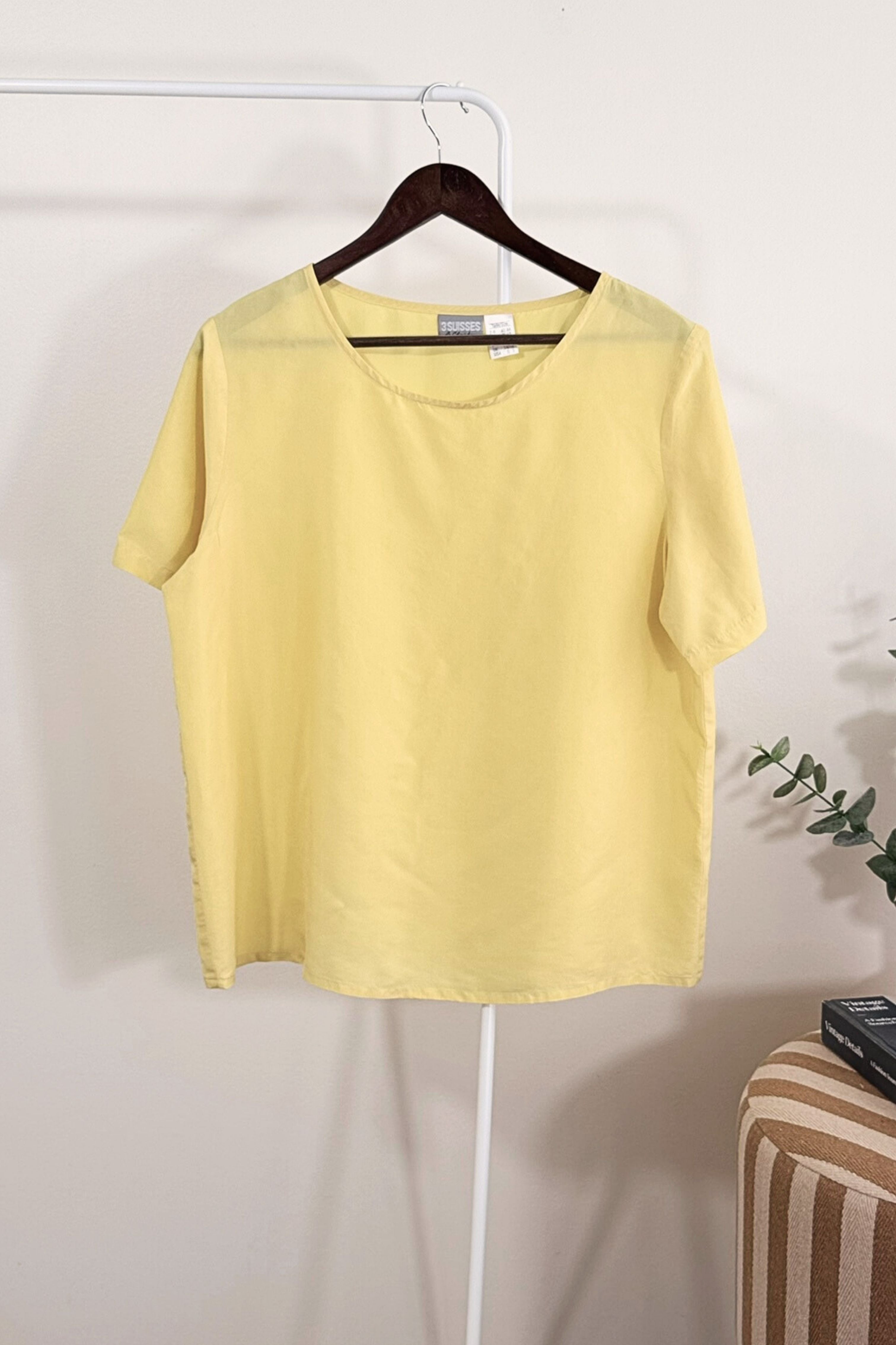 Yellow transparent cropped blouse
