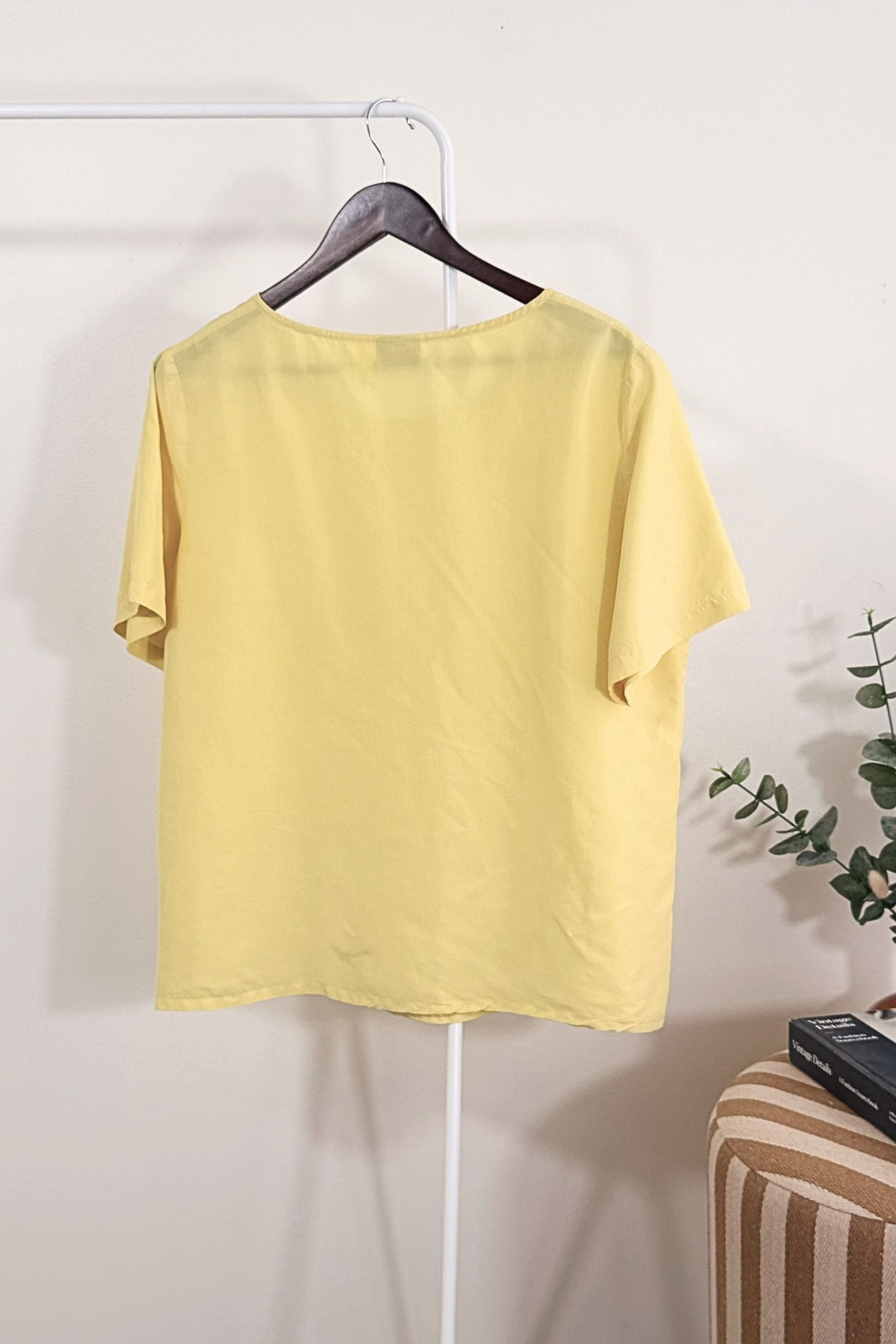 Yellow transparent cropped blouse