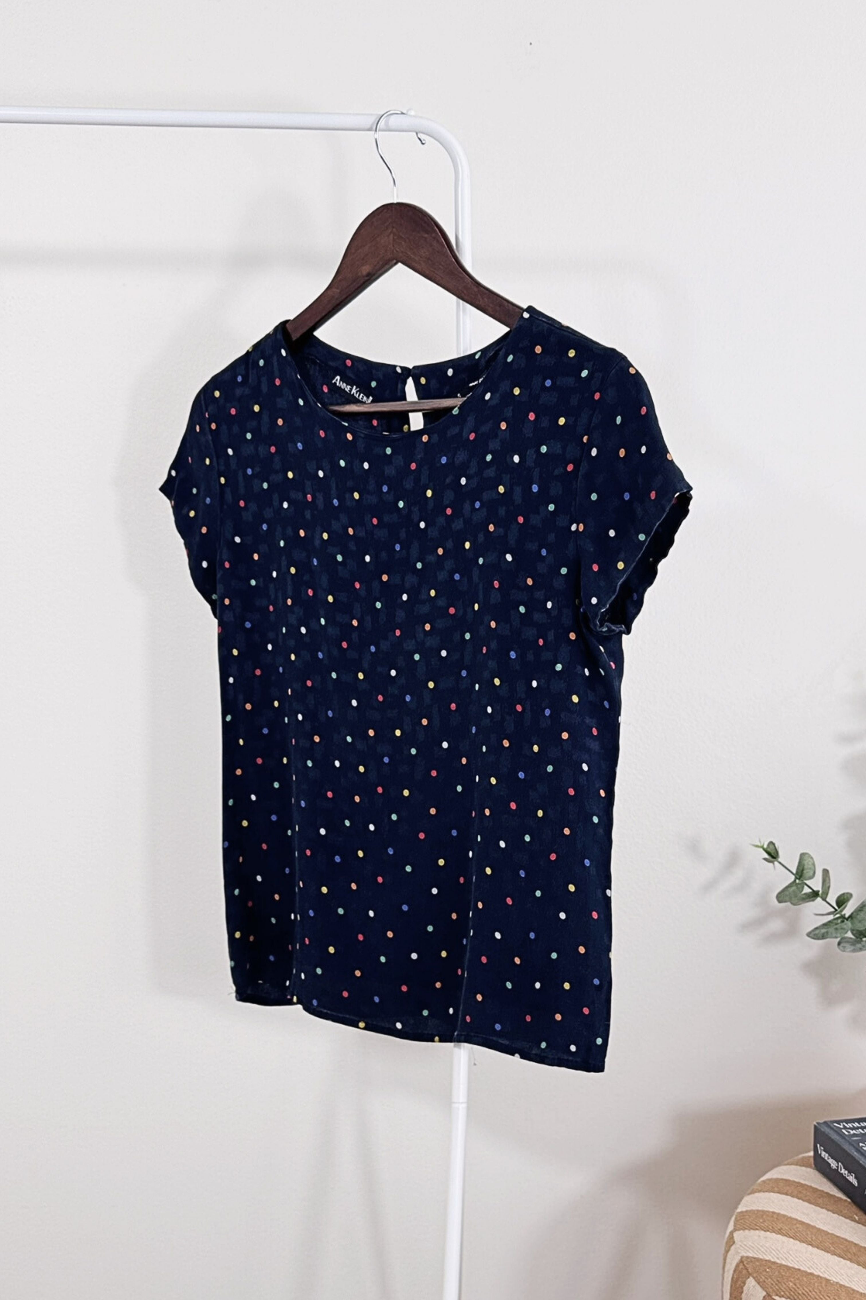 Navy silk blouse