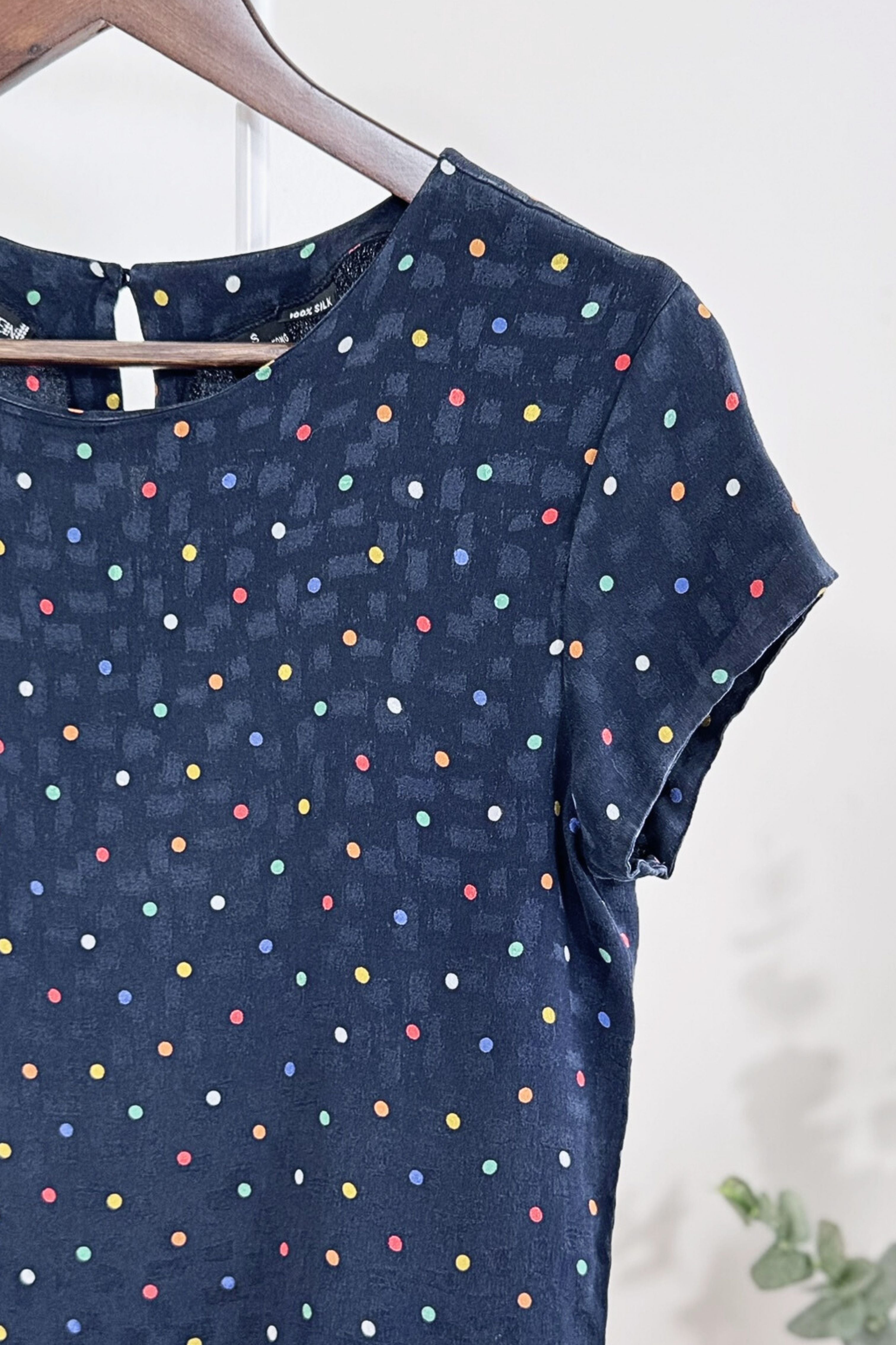 Navy silk blouse