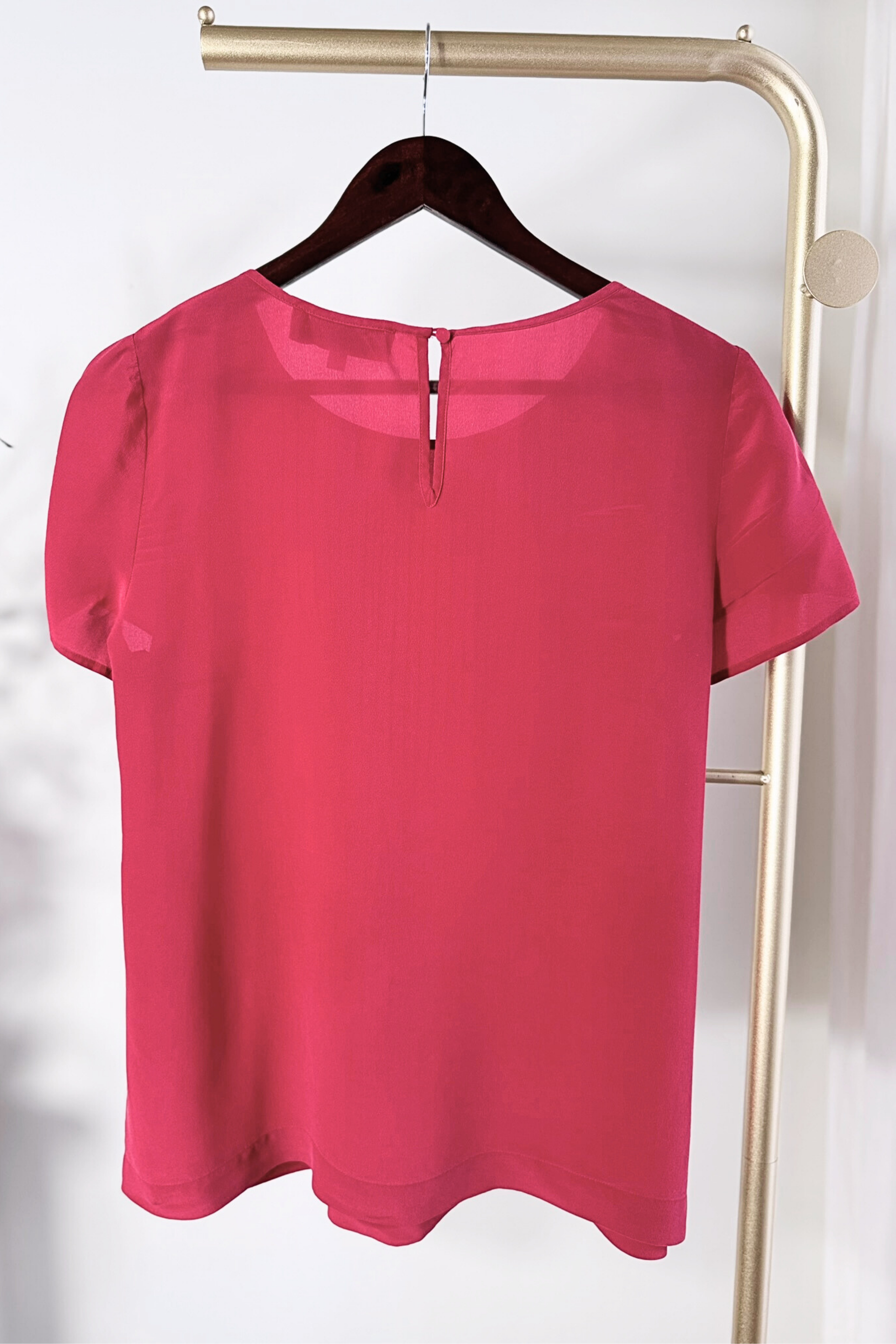 Blouse en soie plissée rouge