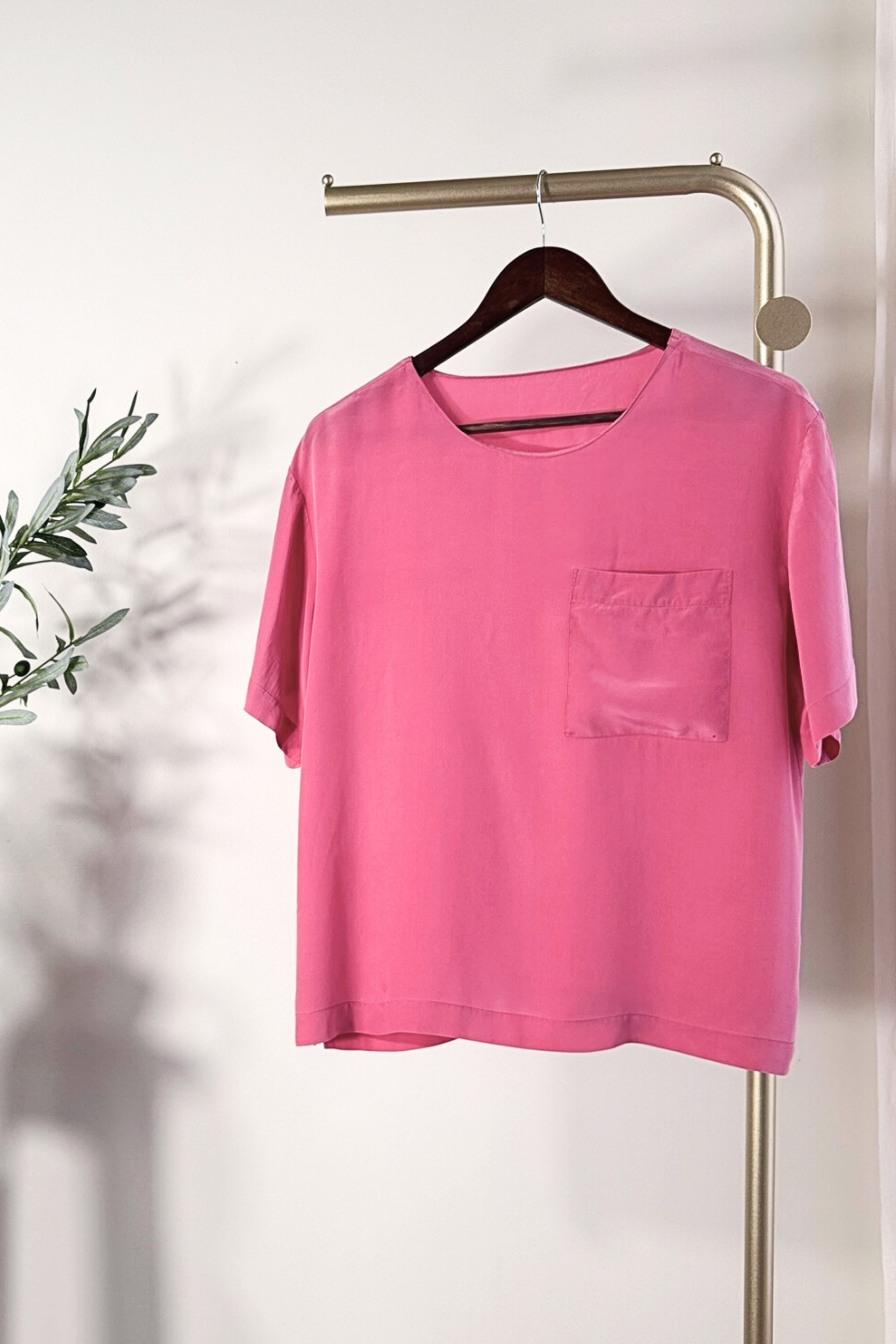 Blouse en soie fluide rose