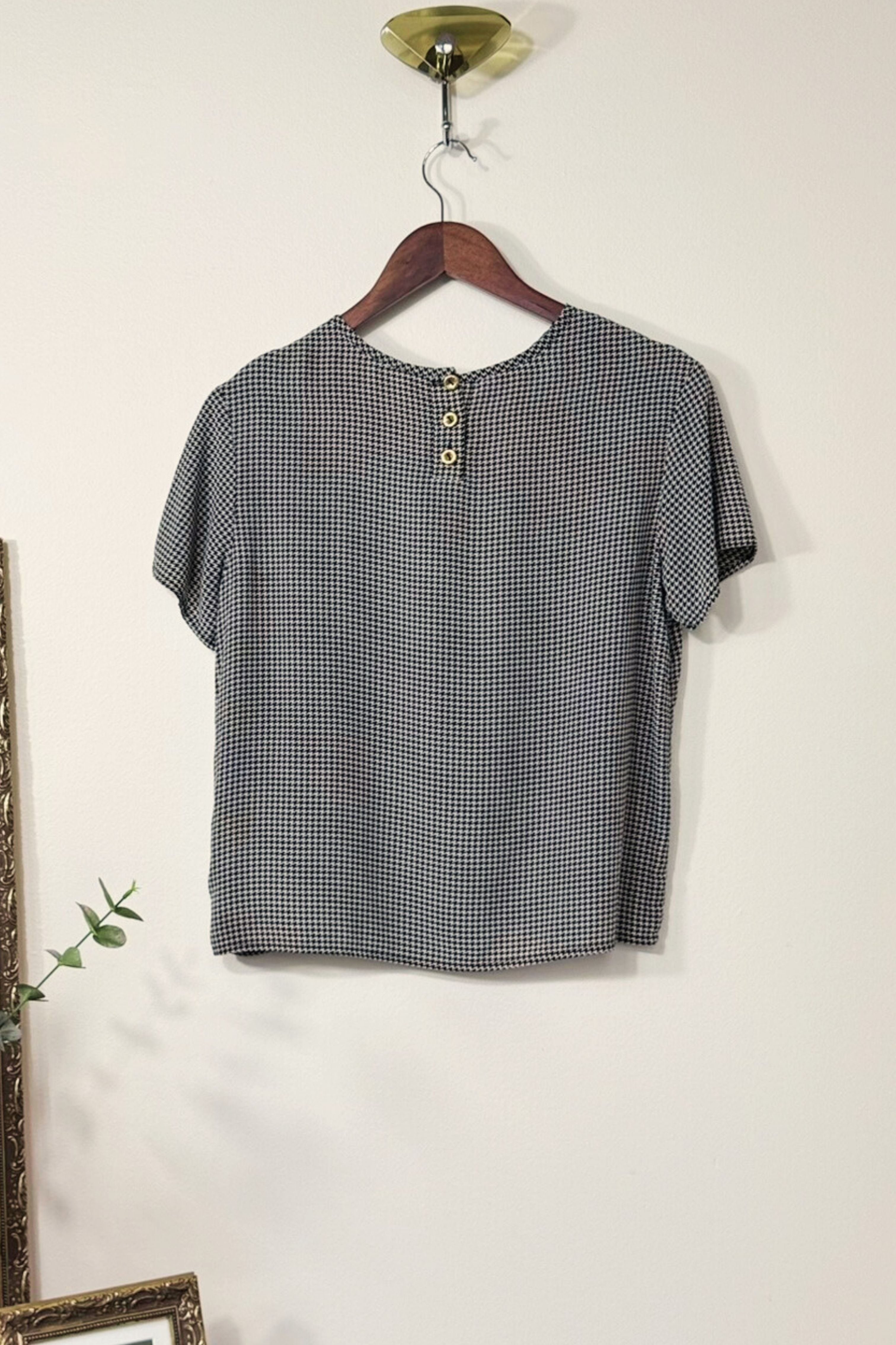 Blouse en soie imprimé pieds de poule