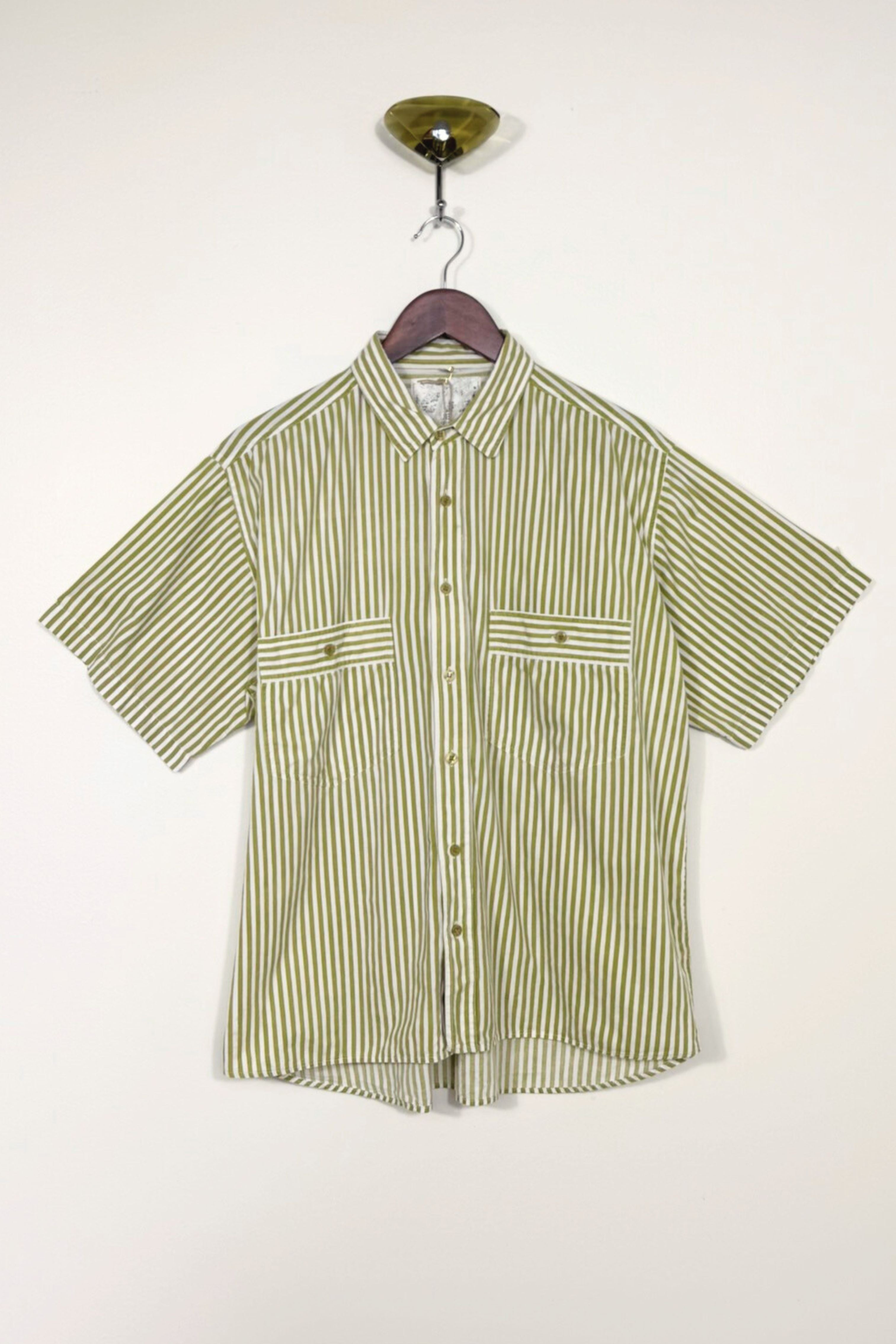 Chemisier en coton à rayures kaki