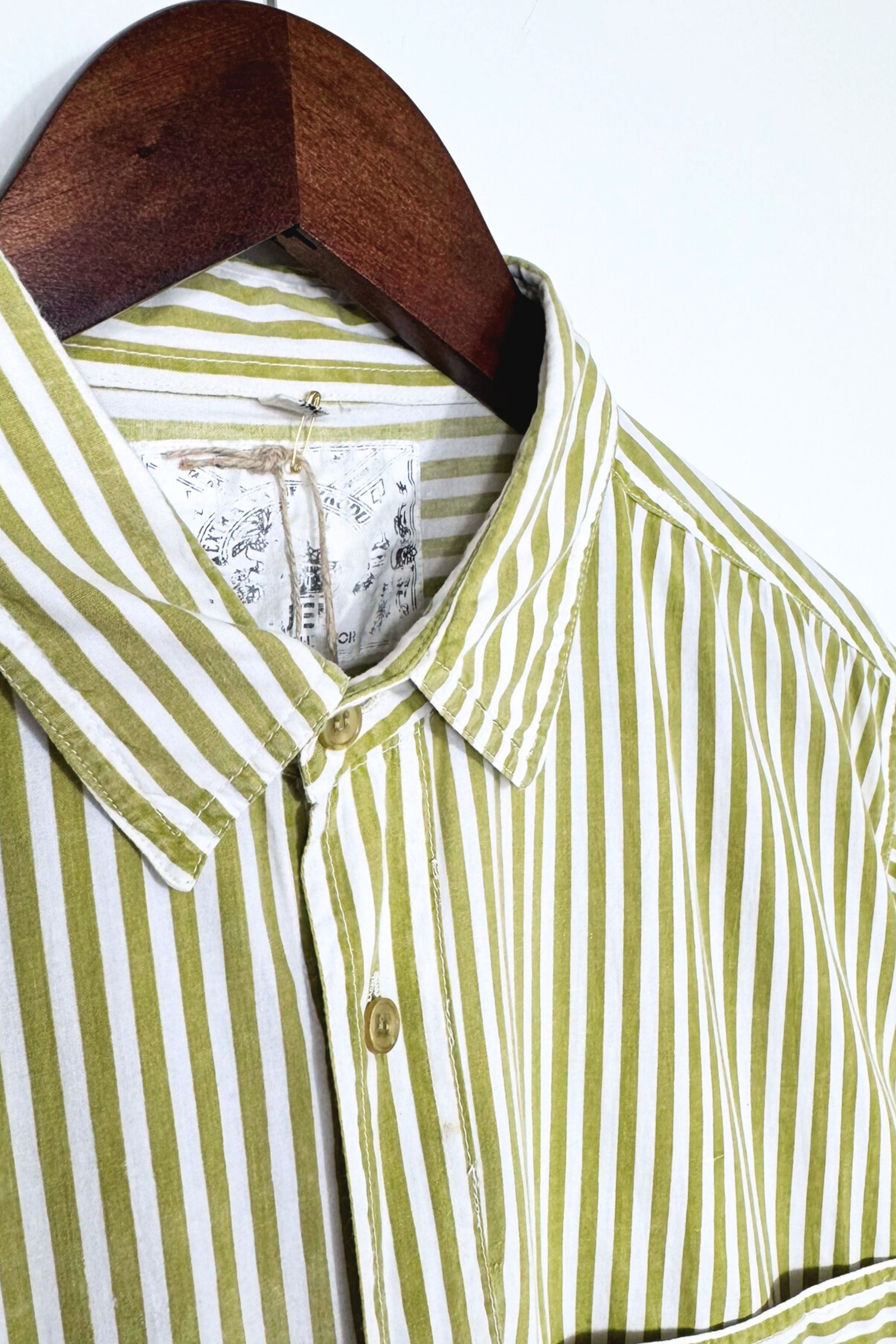 Chemisier en coton à rayures kaki