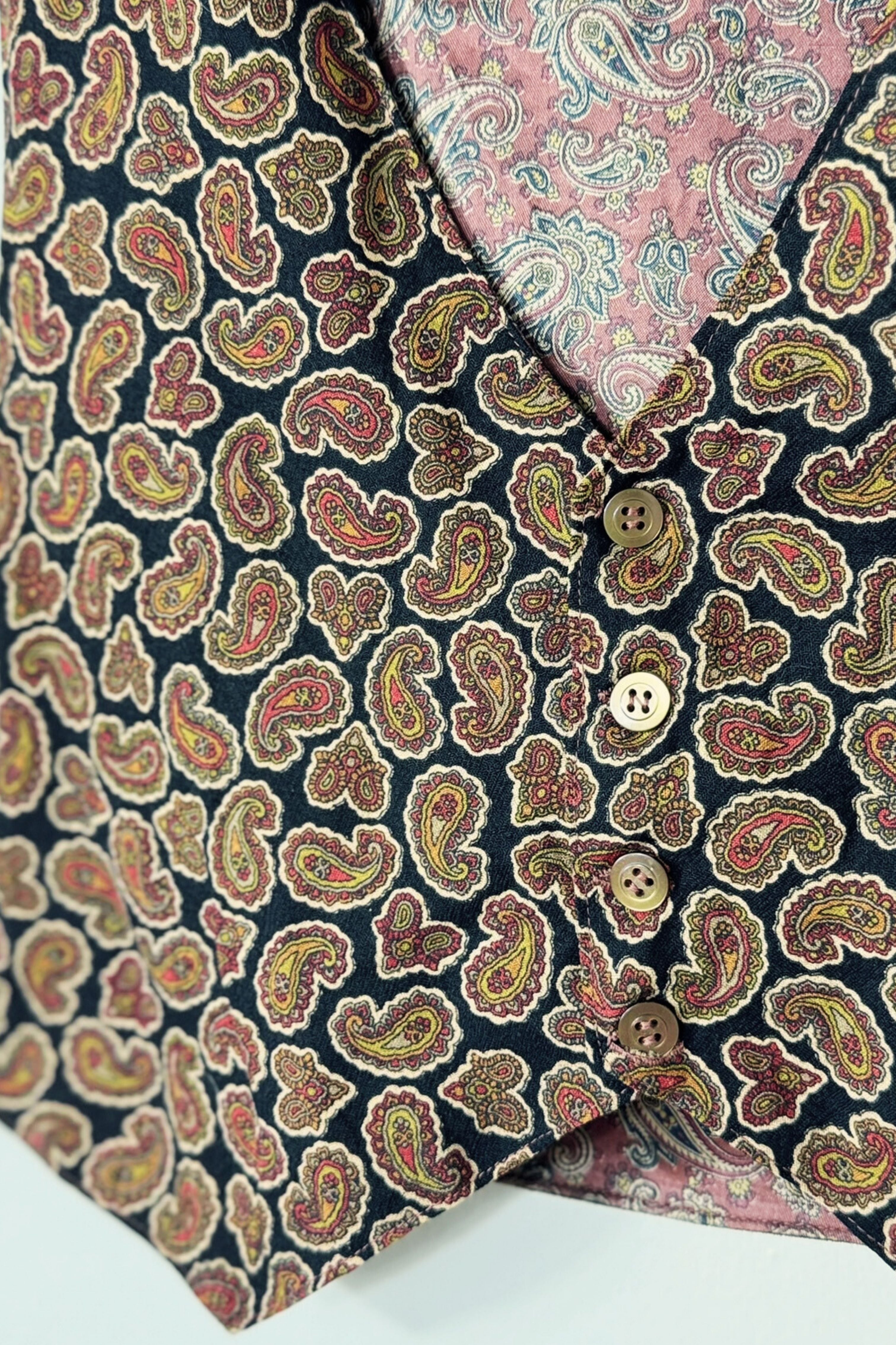 Veston boutonné en daim paisley marron