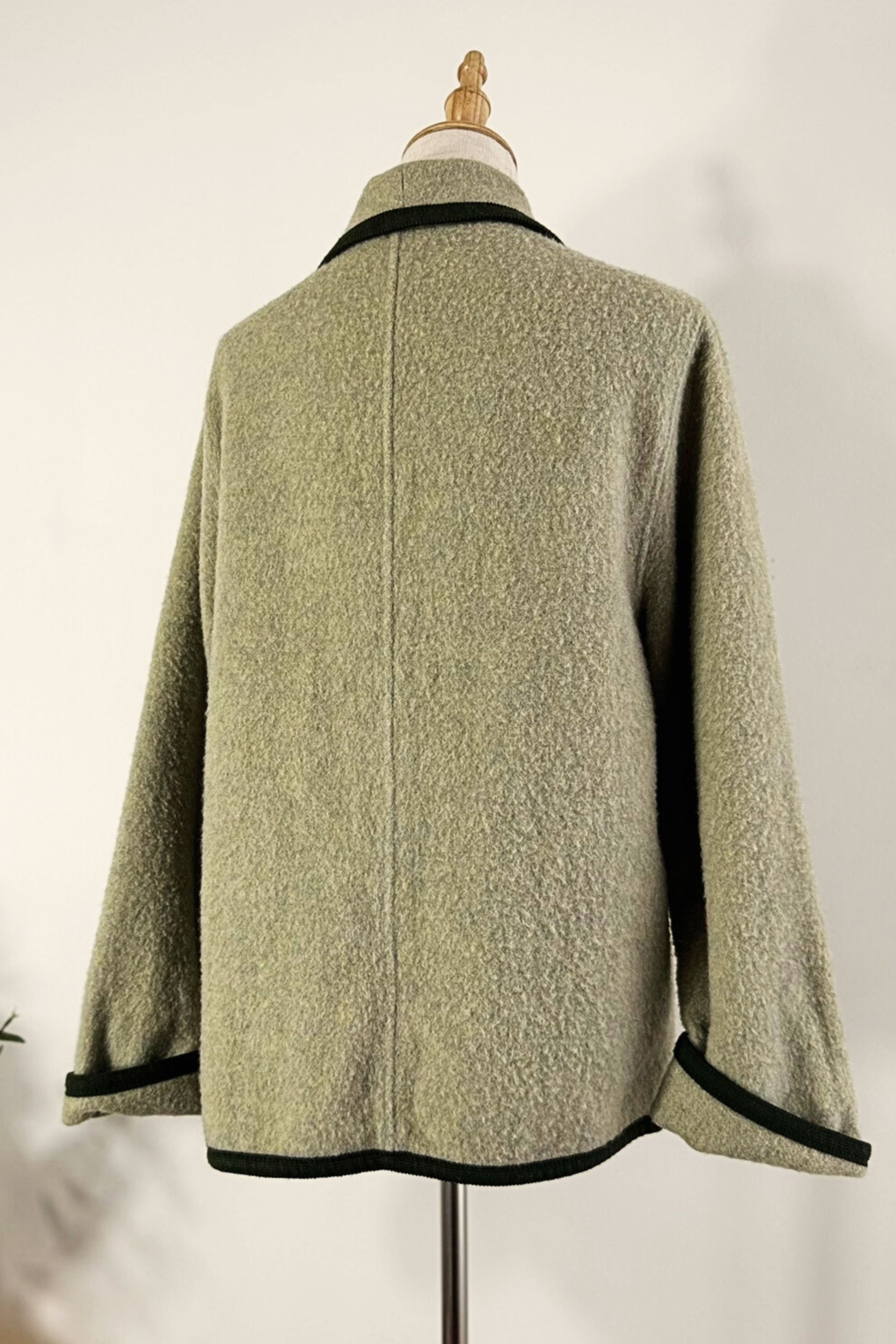 Green and black checked wool jacket