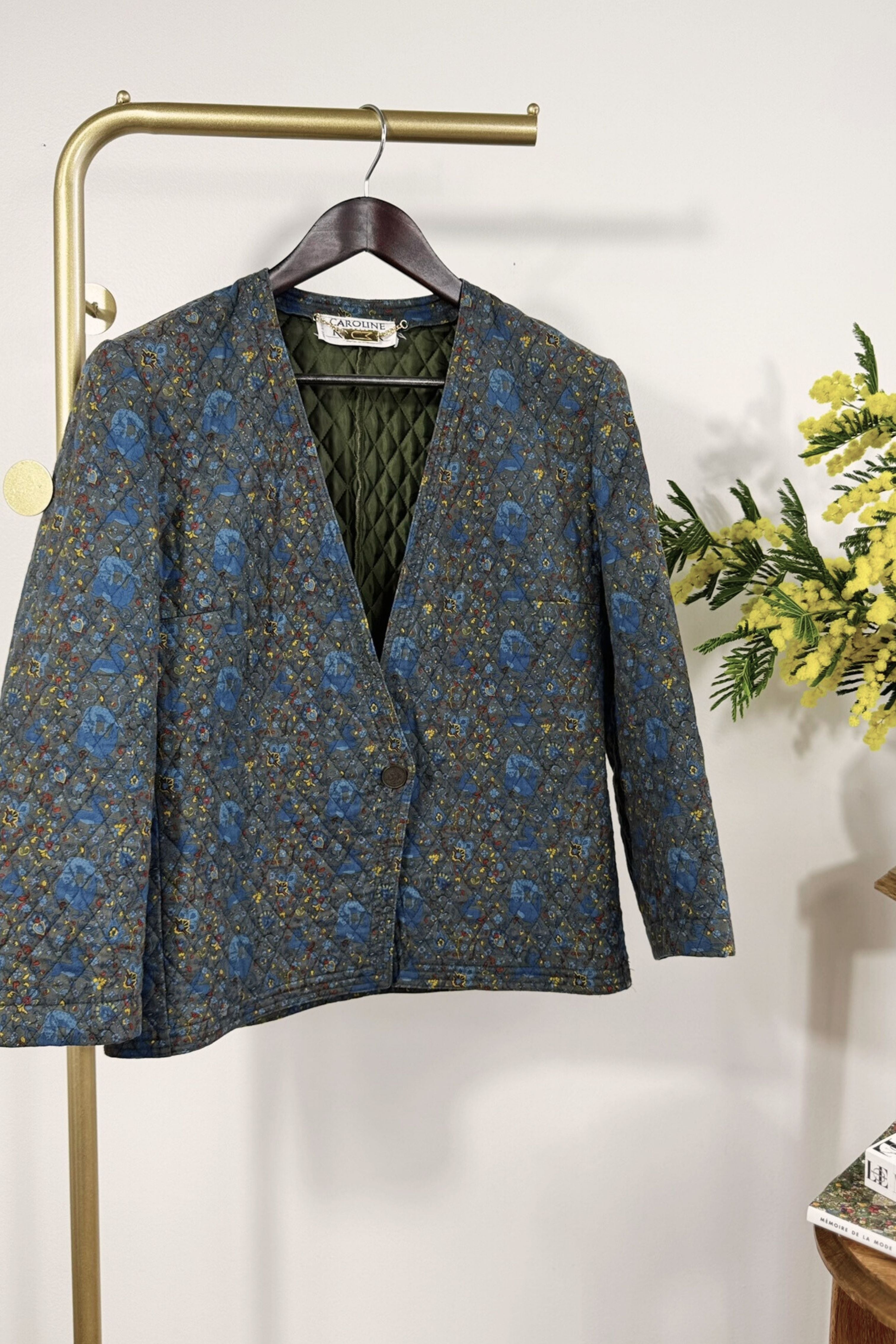 Blue floral quilted jacket