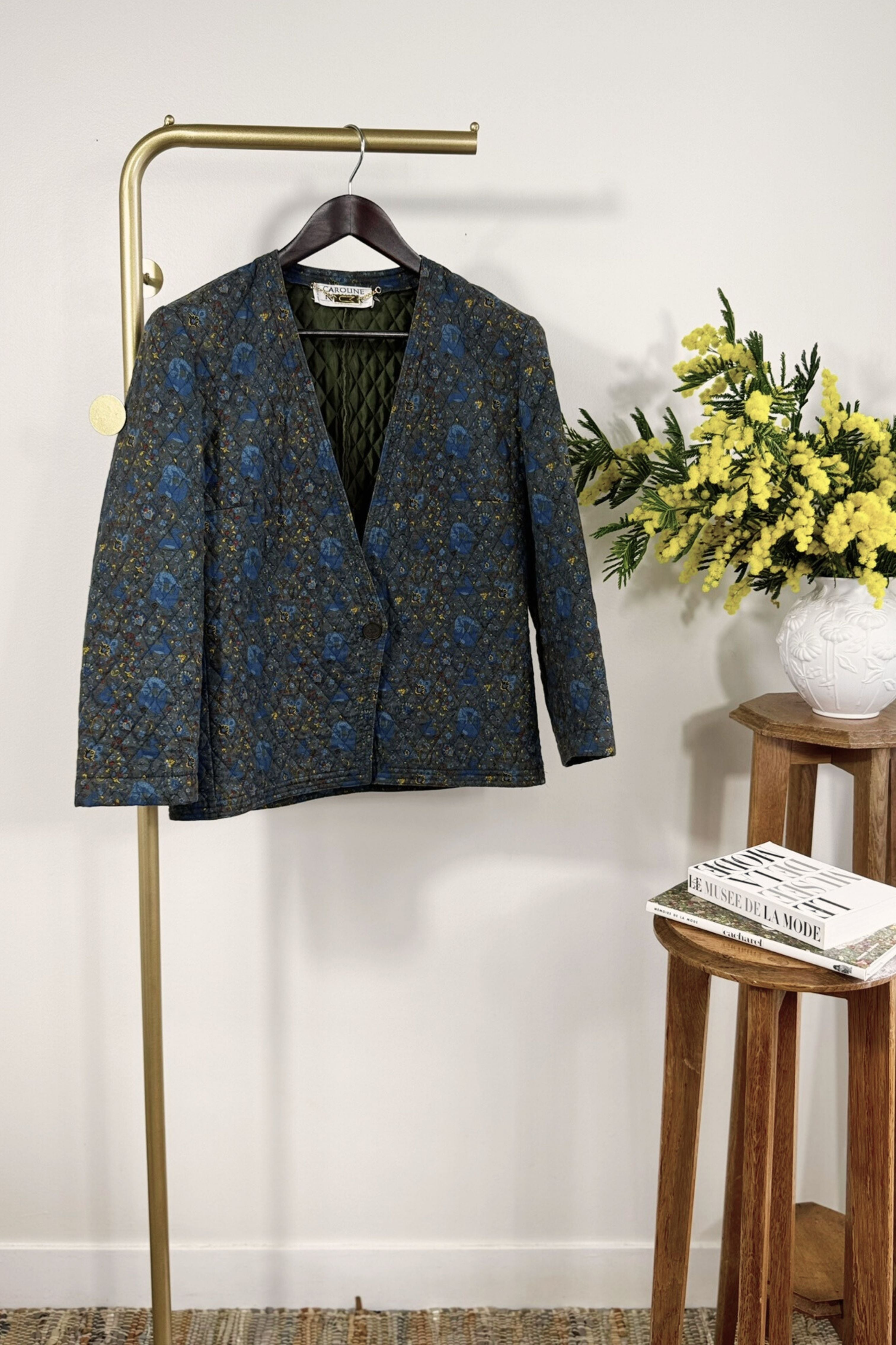 Blue floral quilted jacket