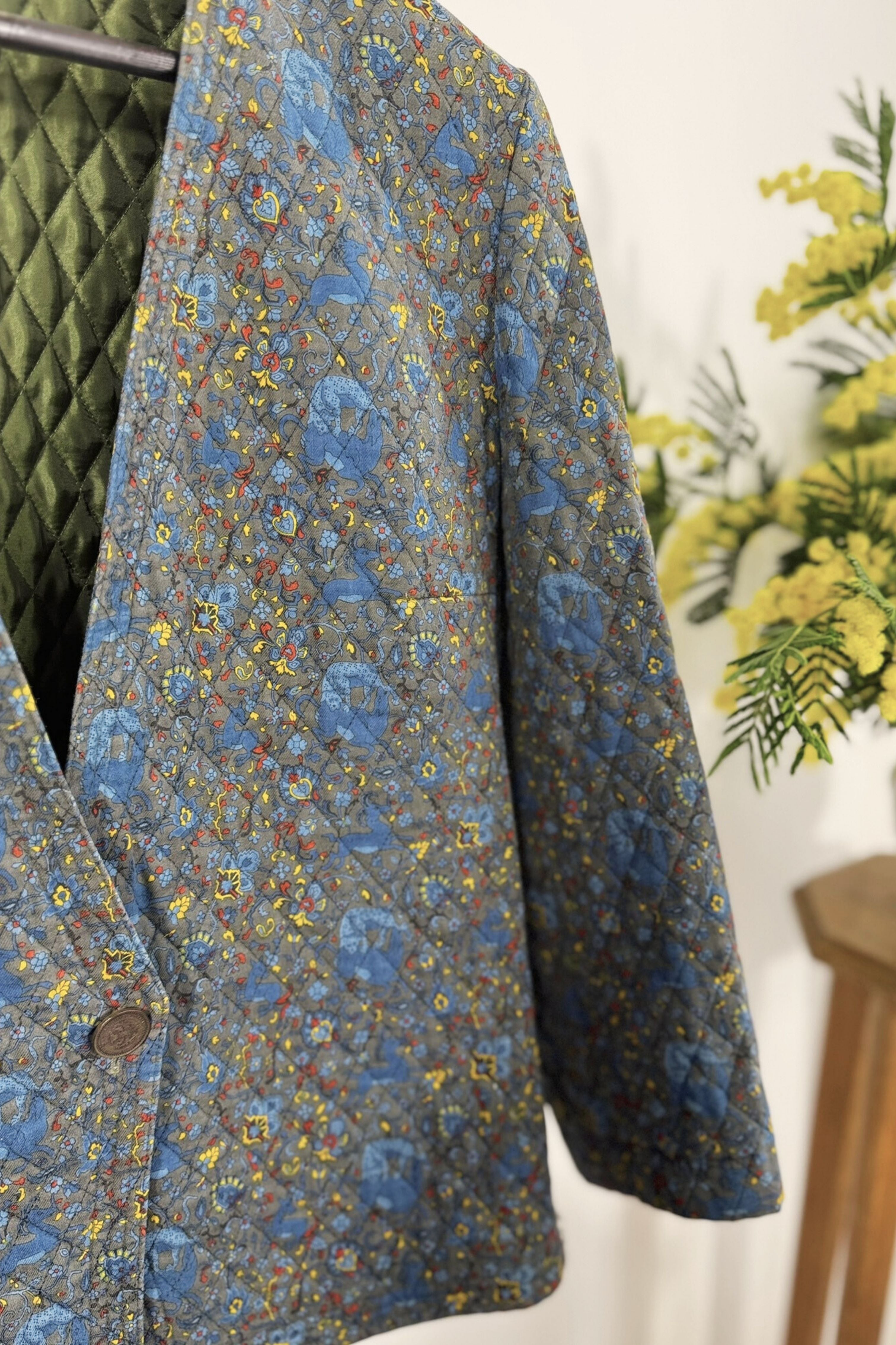 Blue floral quilted jacket