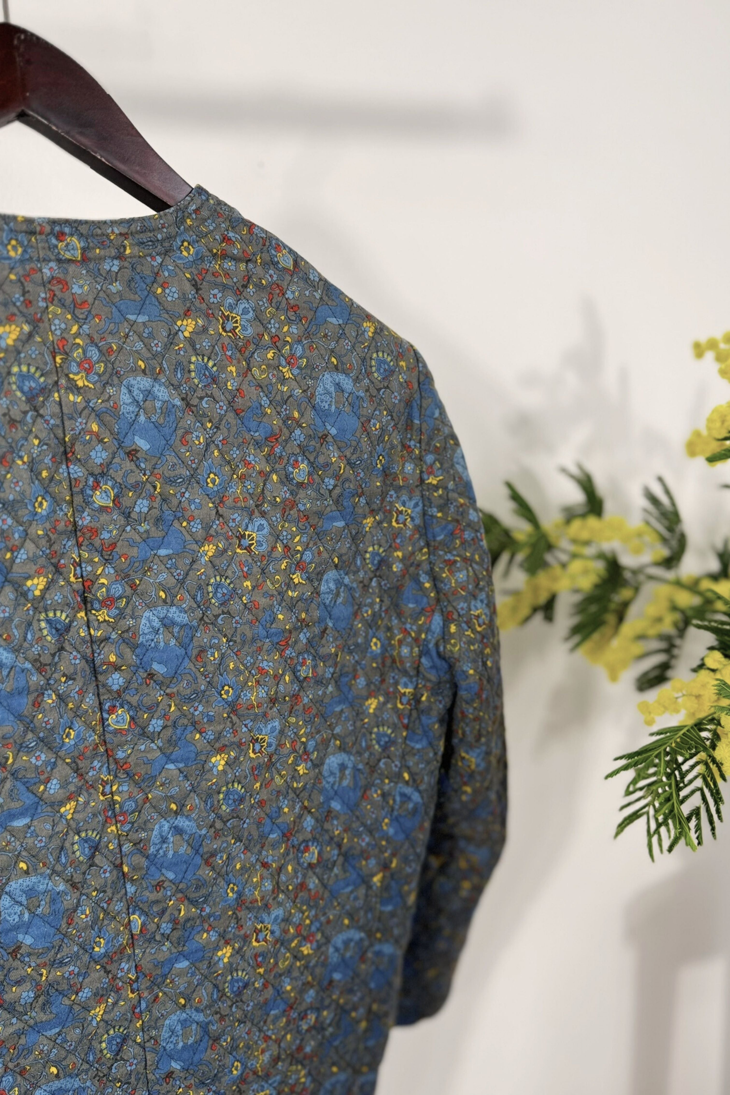 Blue floral quilted jacket
