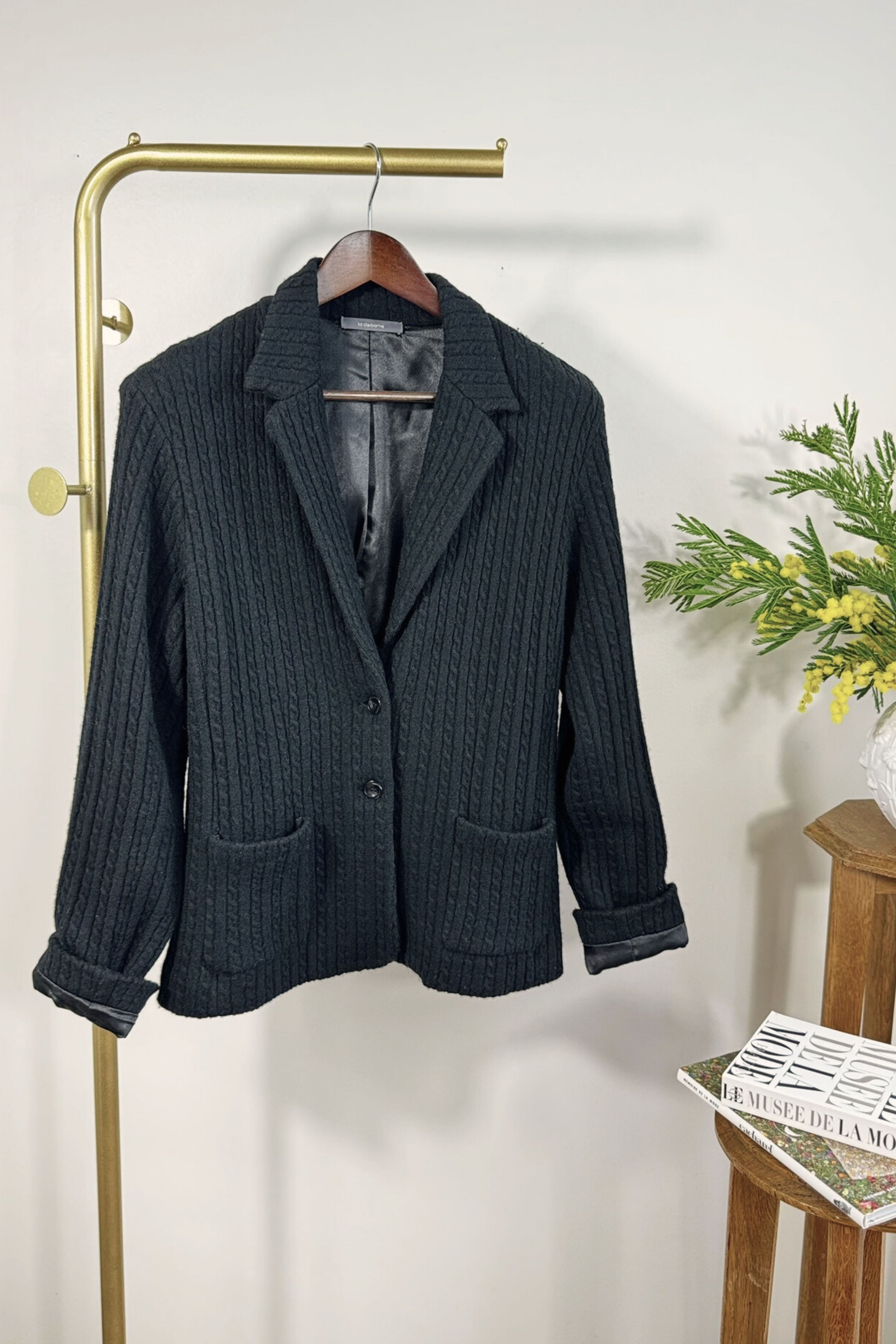 Green and black checked wool jacket