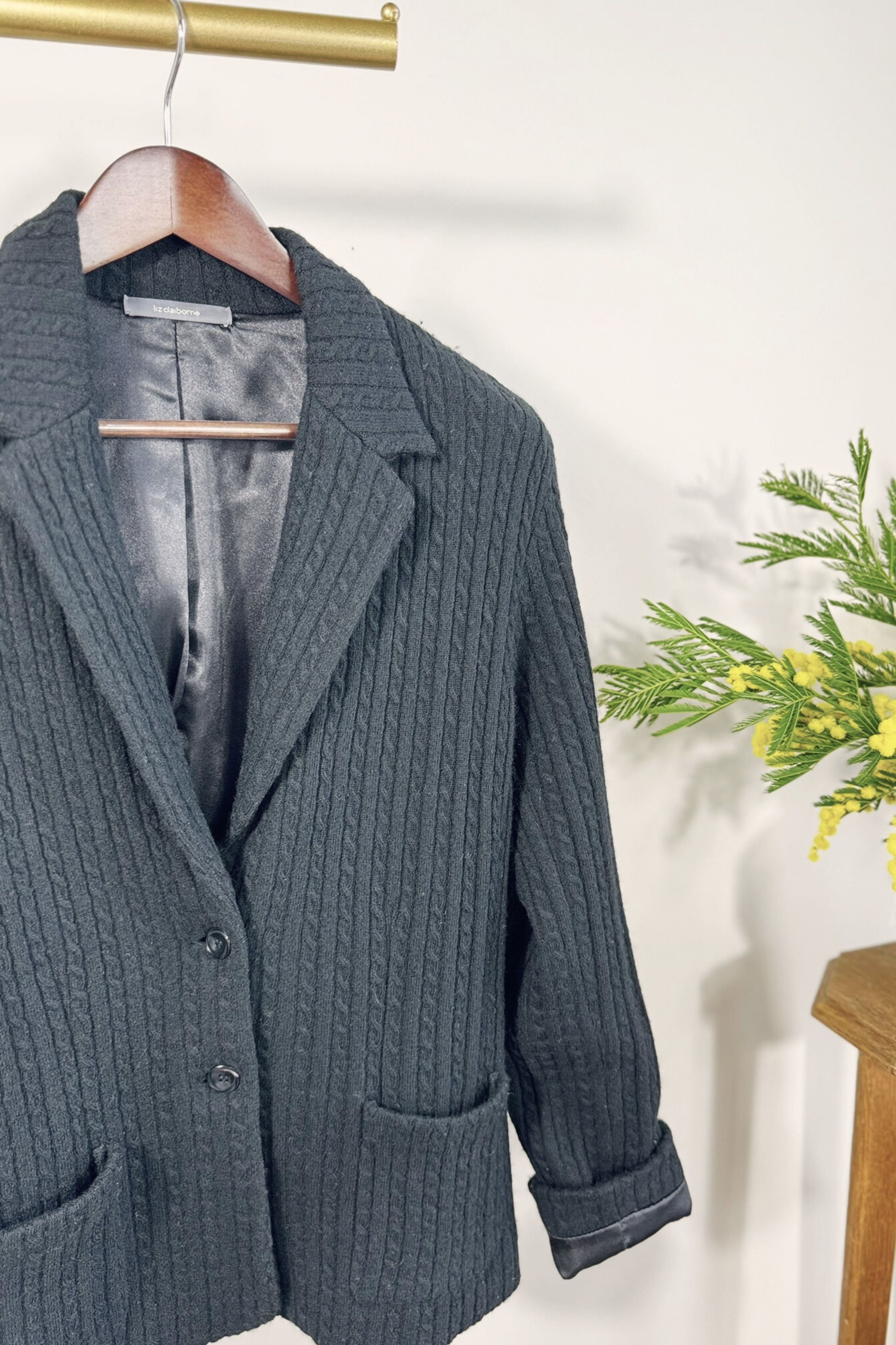 Green and black checked wool jacket
