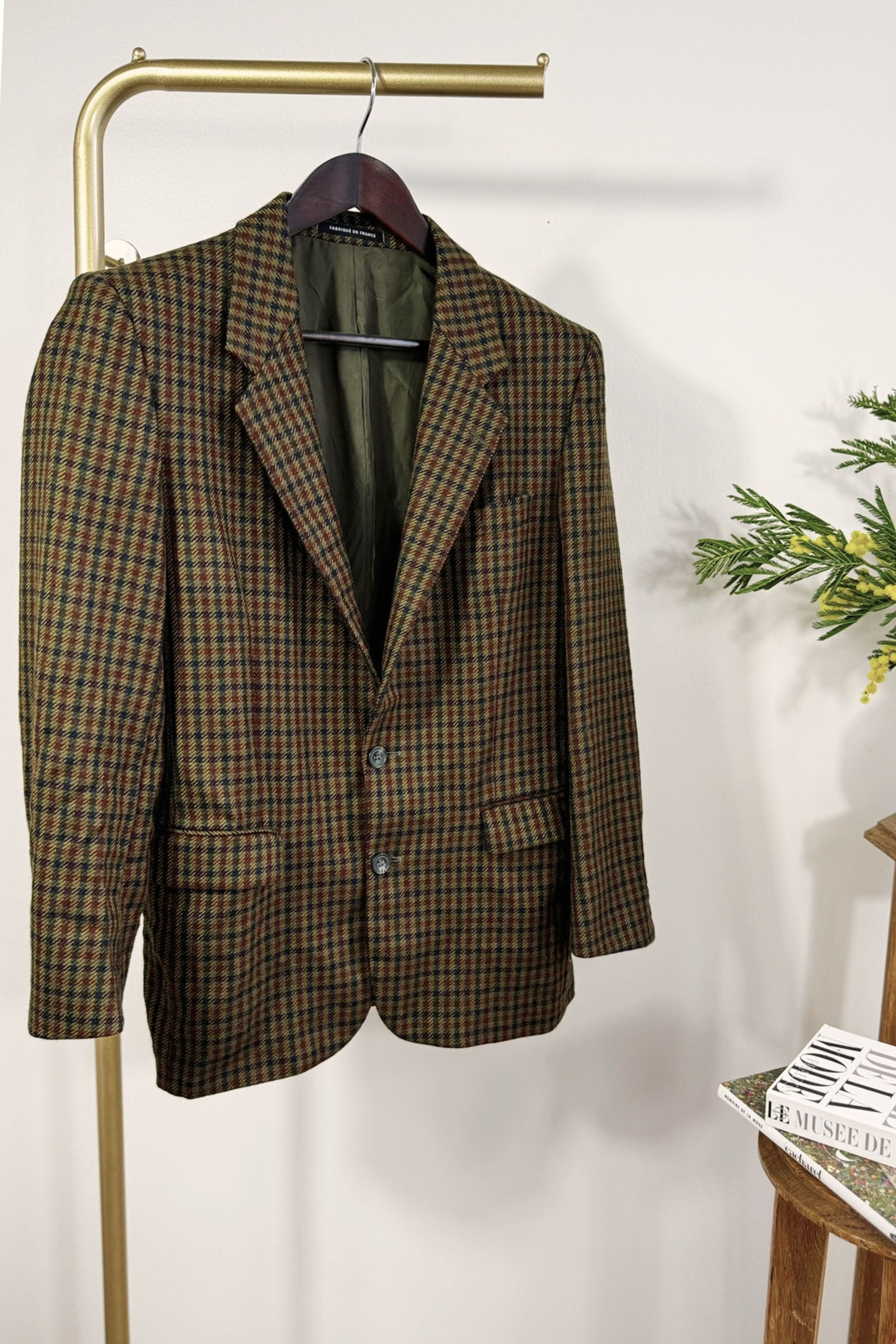 Green and black checked wool jacket