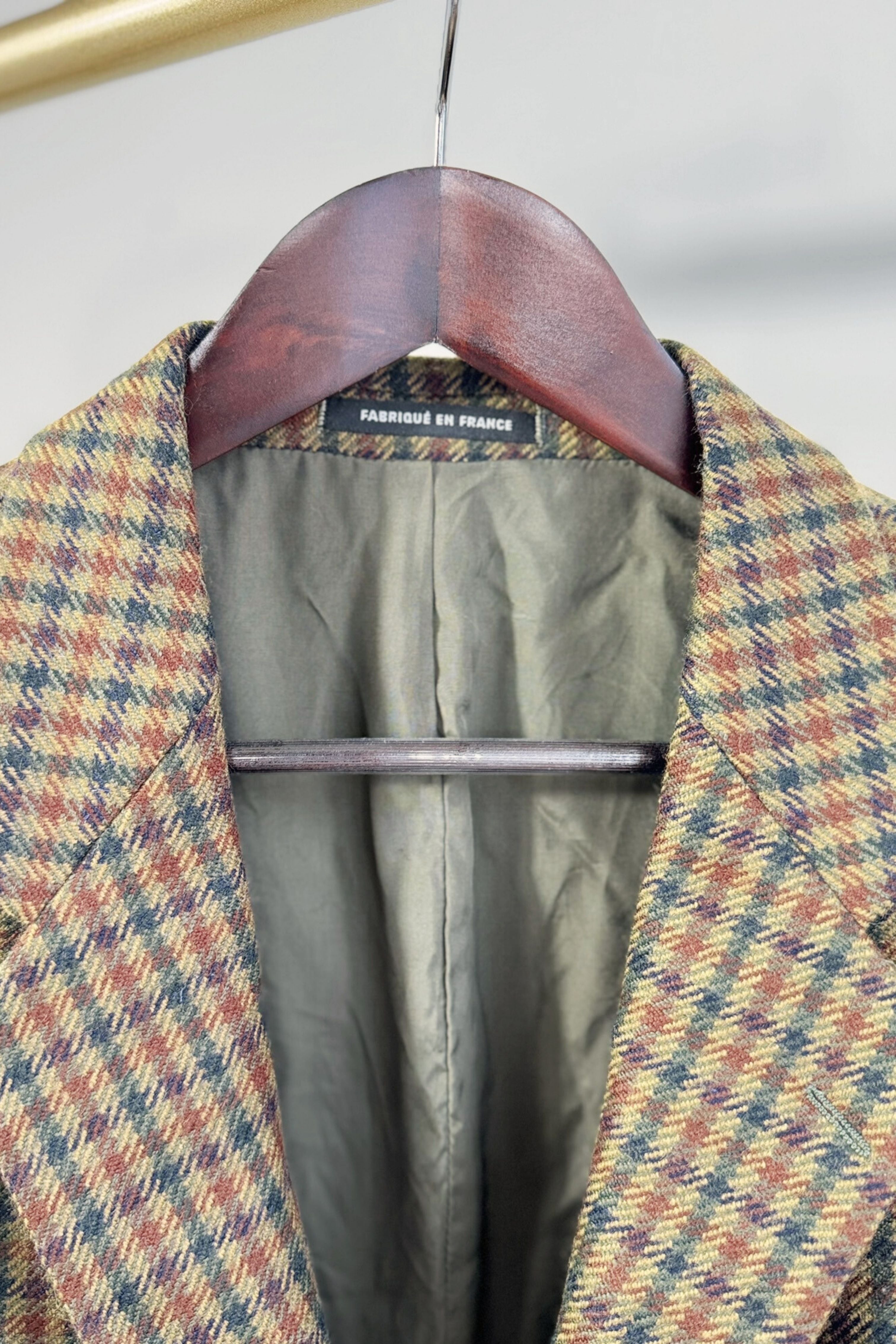 Green and black checked wool jacket