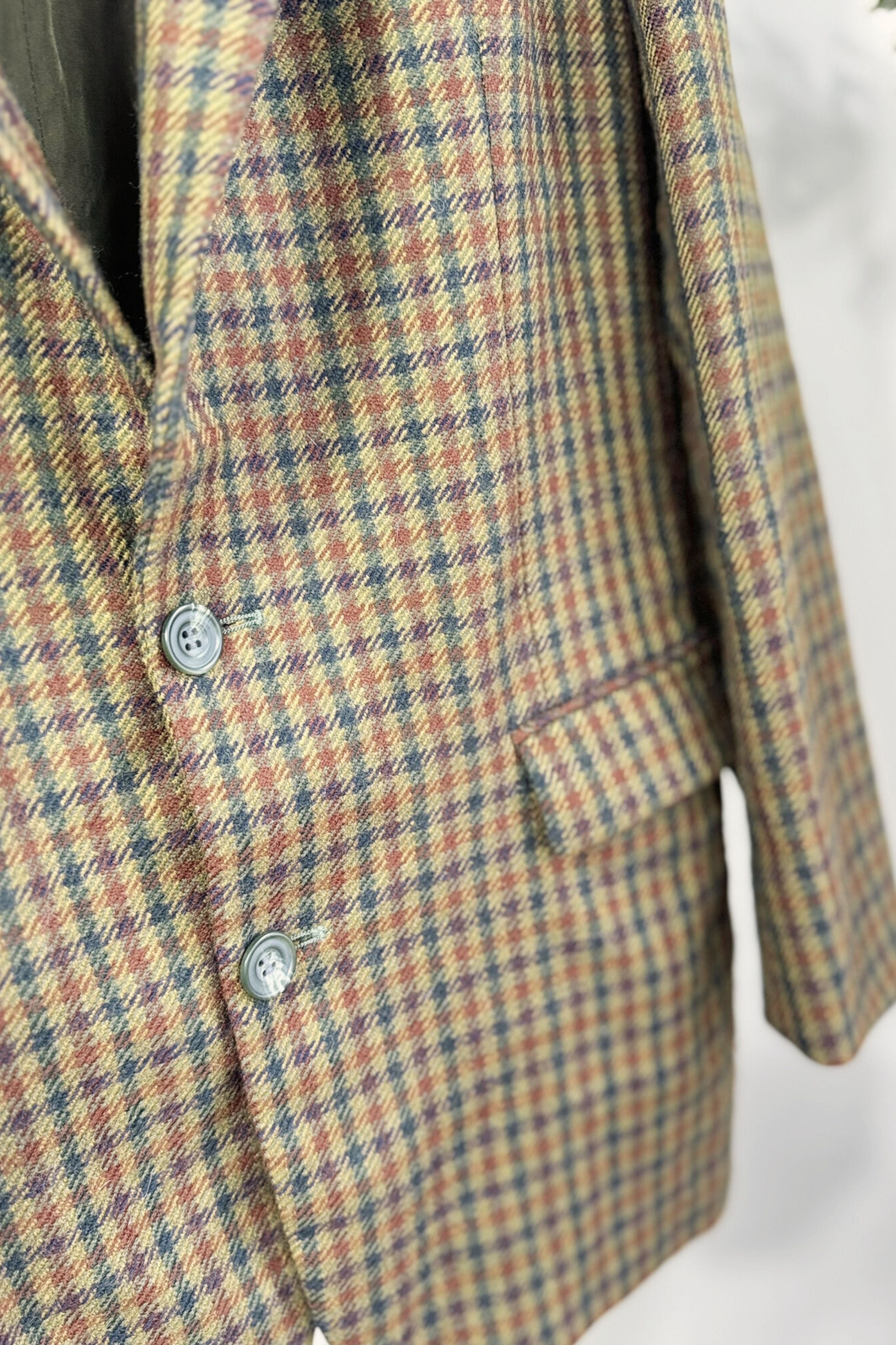Green and black checked wool jacket