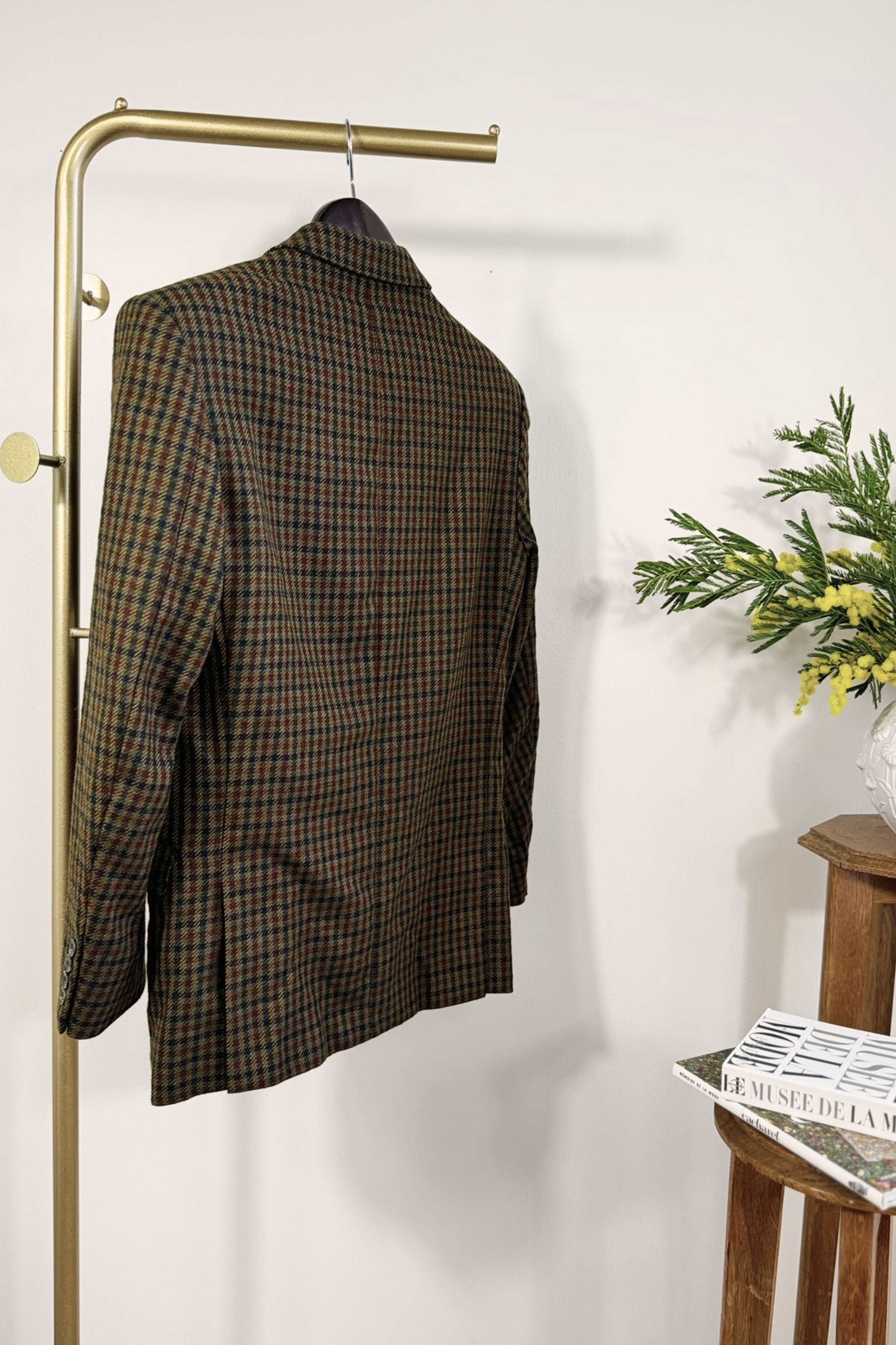 Green and black checked wool jacket