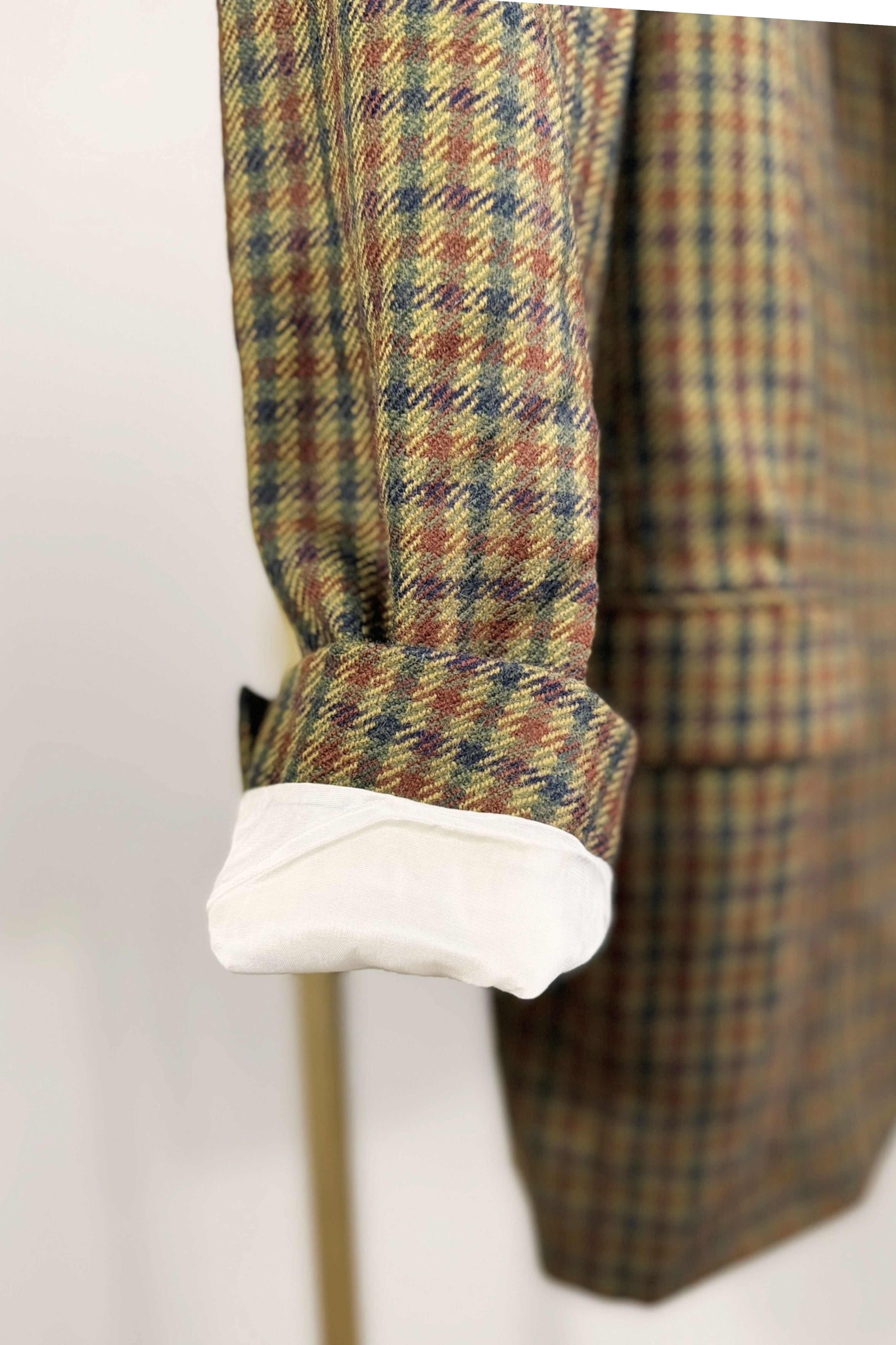 Green and black checked wool jacket