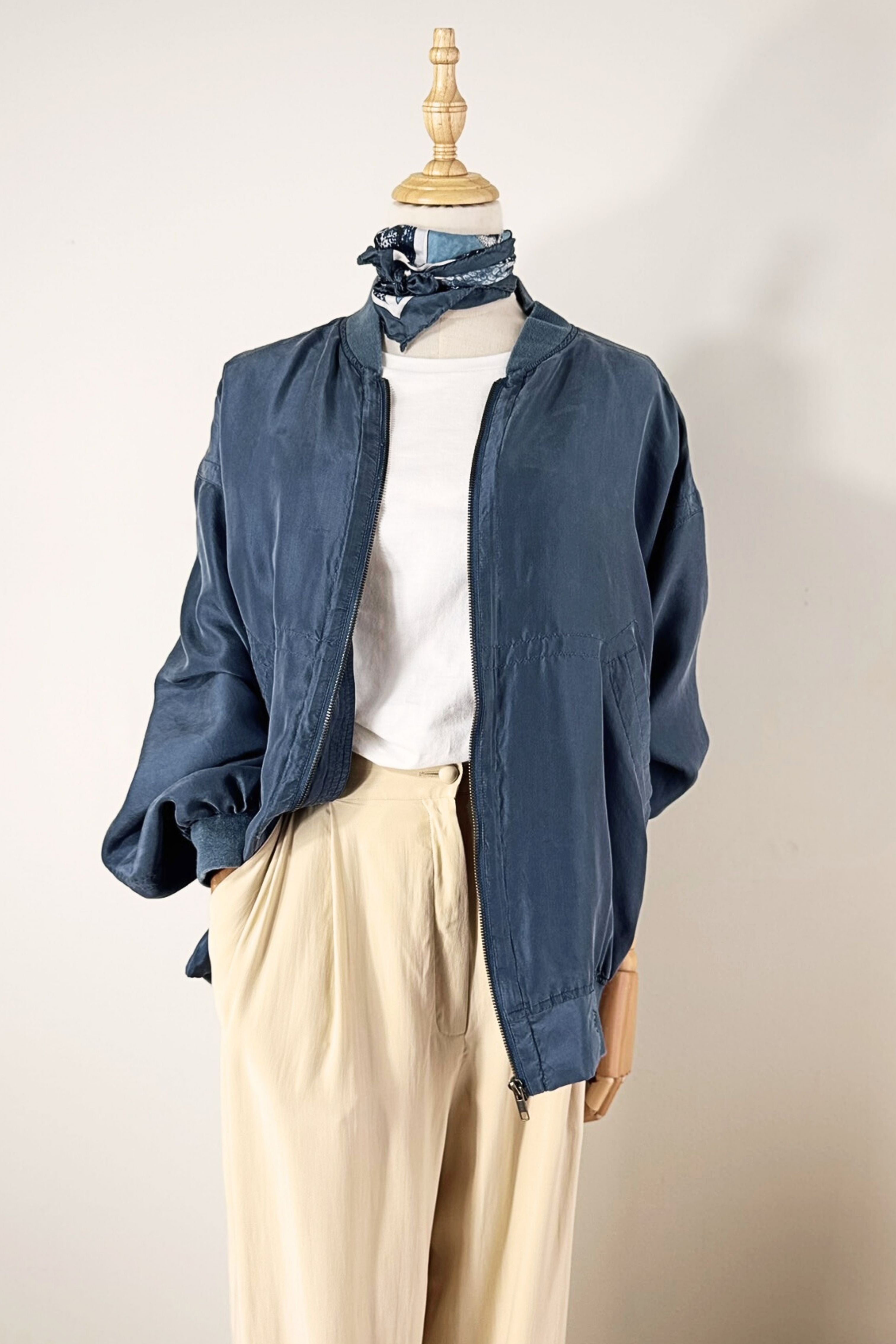 Pink silk bomber jacket