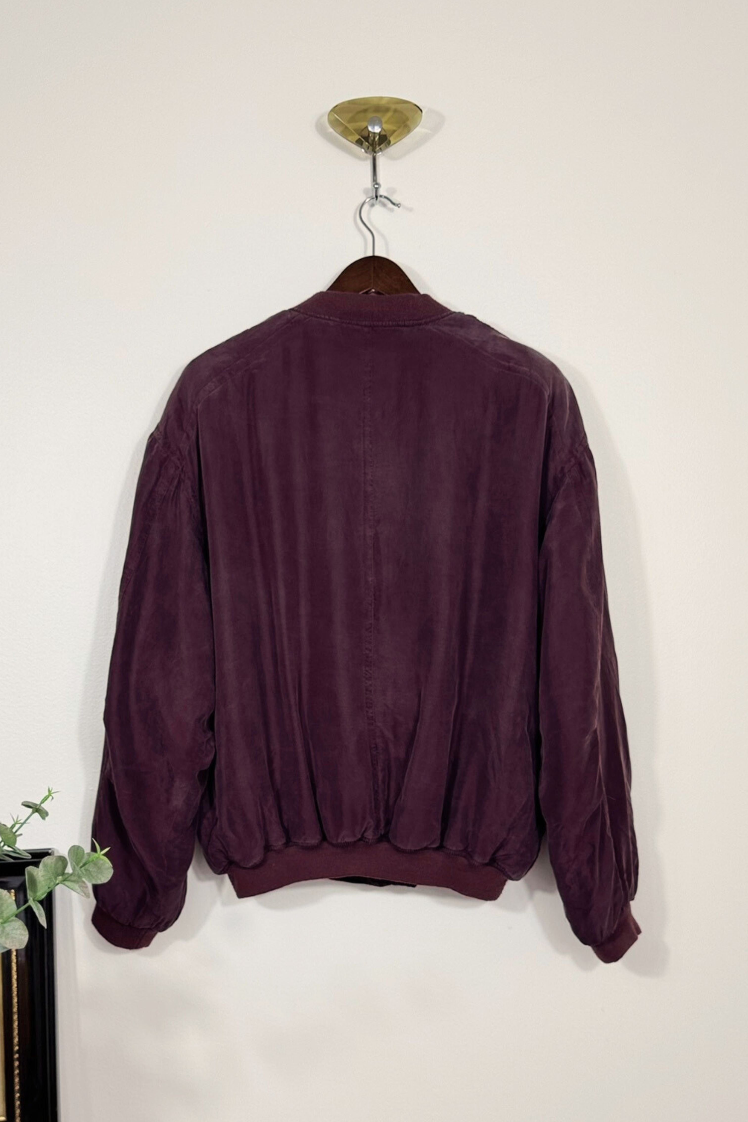 Veste bomber en soie chaud bordeaux