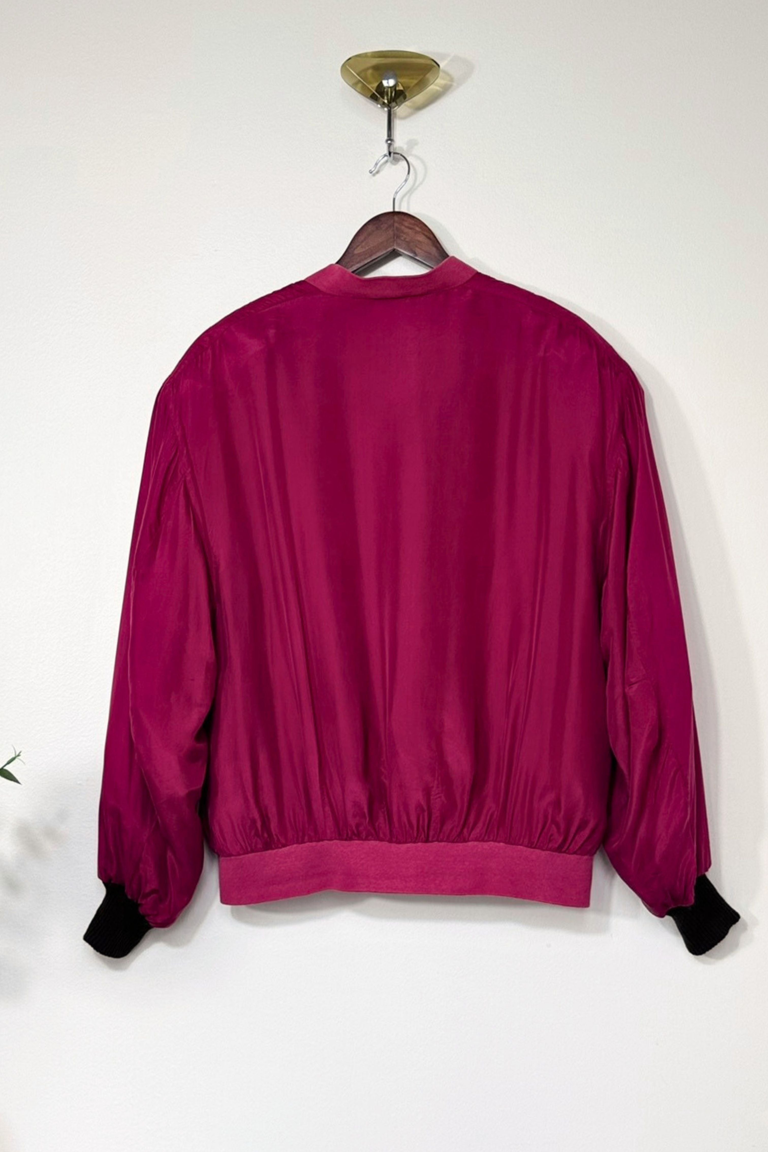 Pink silk bomber jacket